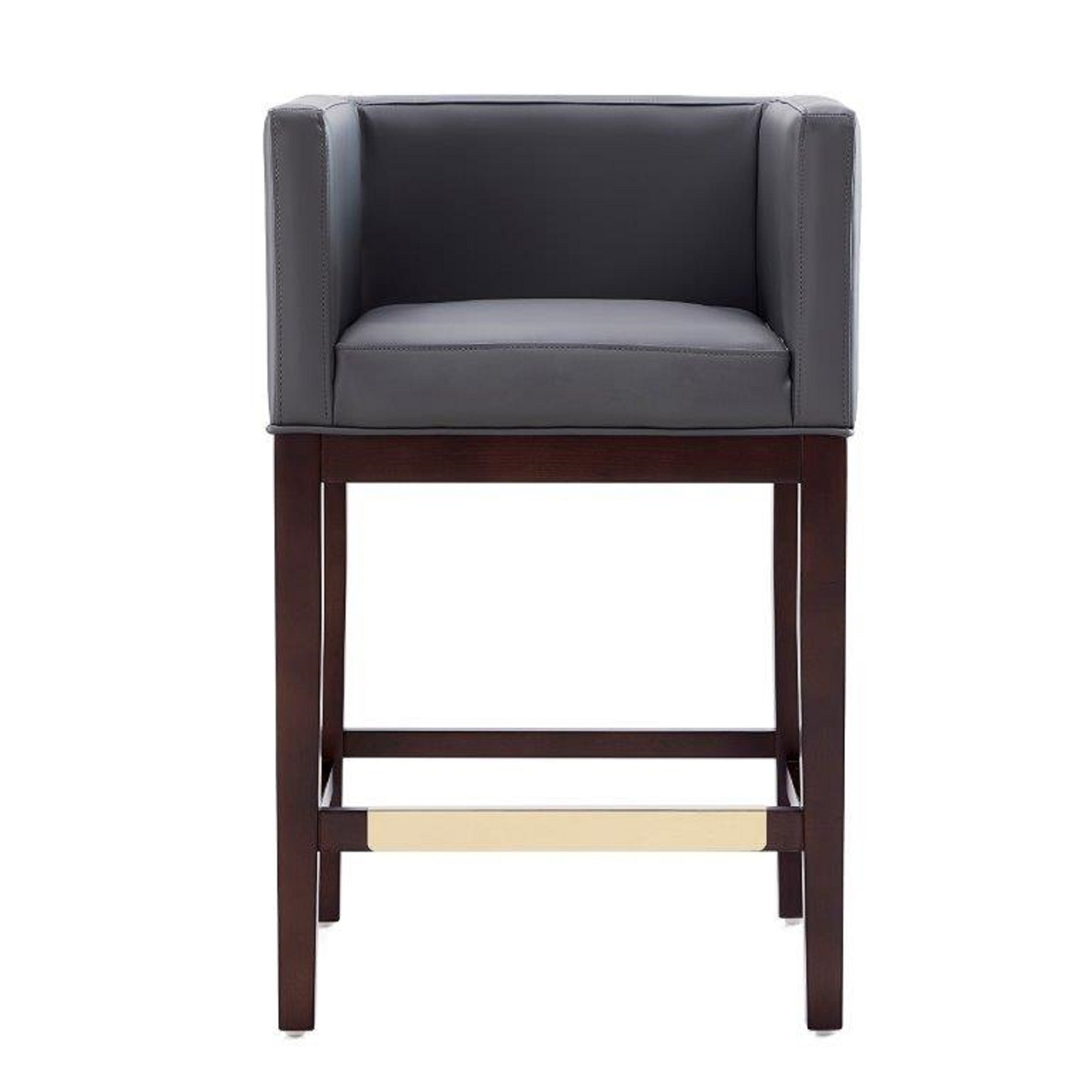 Kingsley Gray Counter Stool | Modern Leather Upholstered Seating with Backrest  MidinMod