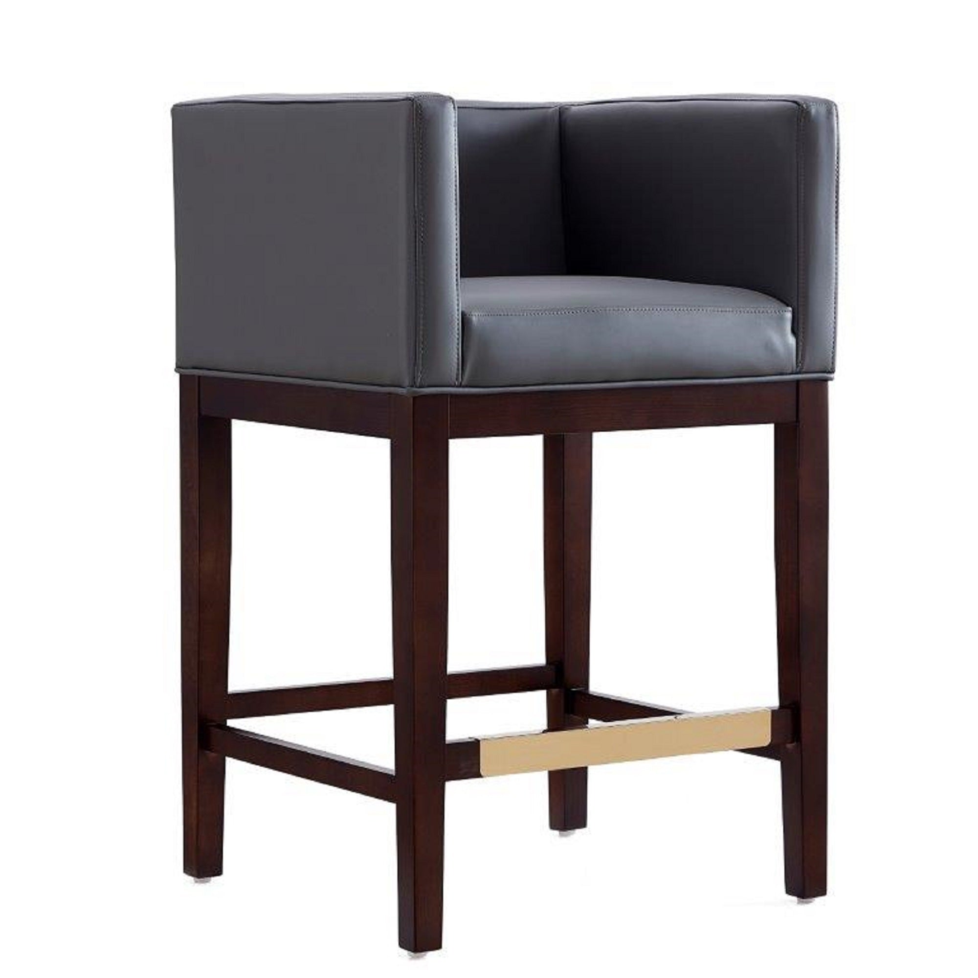 Kingsley Gray Counter Stool | Modern Leather Upholstered Seating with Backrest  MidinMod