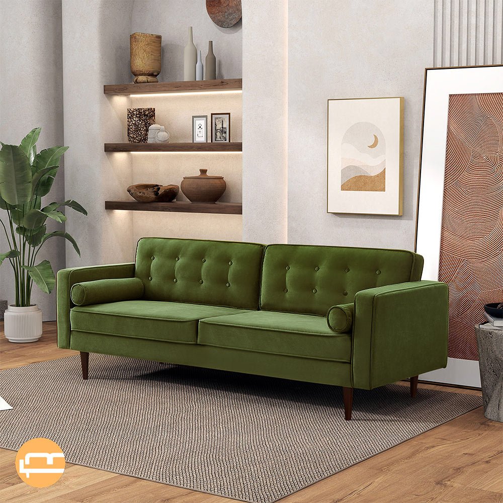 Kirby Olive Green Velvet Sofa - MidinMod