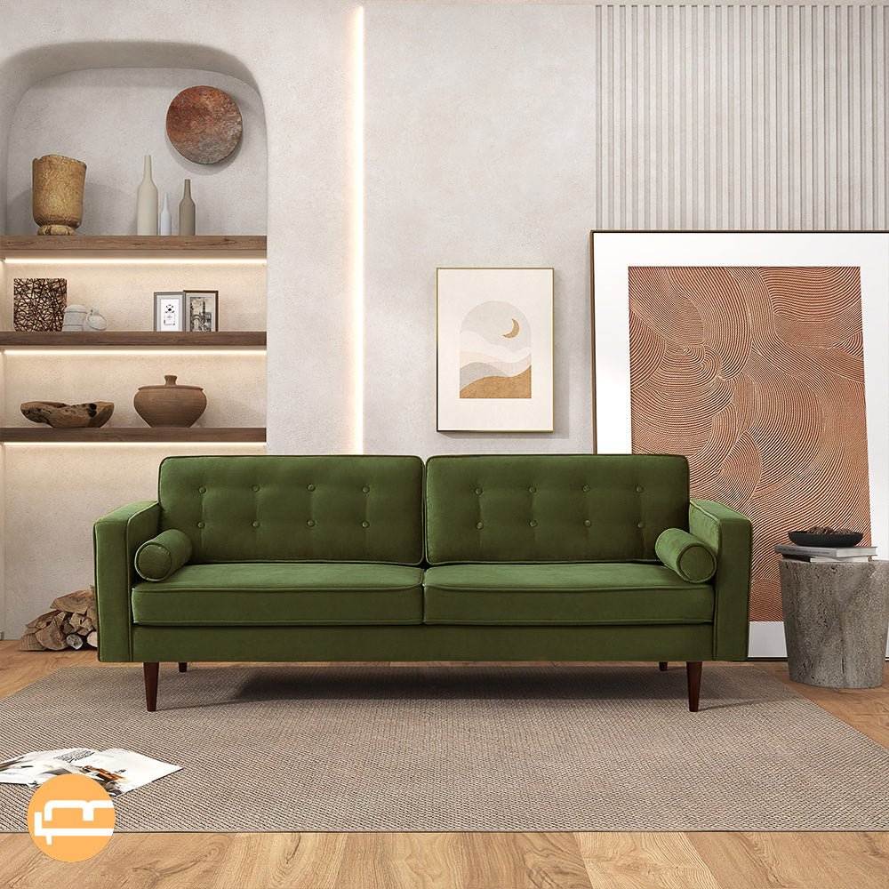 Kirby Olive Green Velvet Sofa - MidinMod