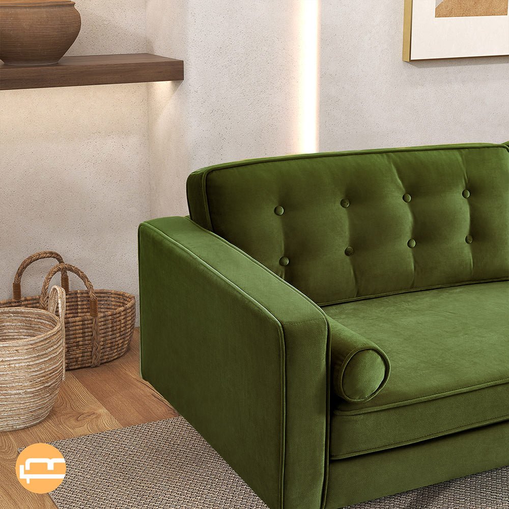 Kirby Olive Green Velvet Sofa - MidinMod