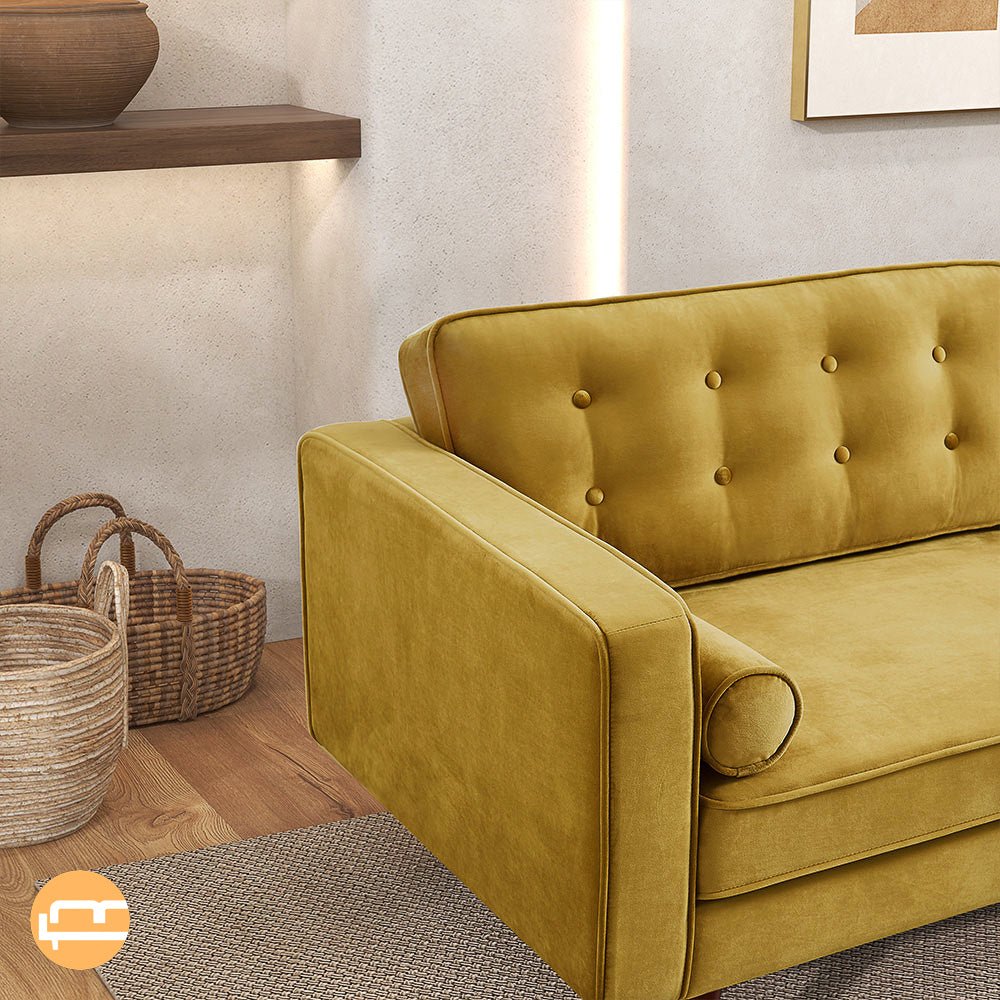 Kirby Dark Yellow Velvet Sofa - MidinMod