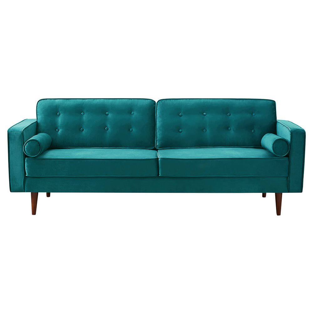 Kirby Teal Velvet Sofa - MidinMod Houston Tx Mid Century Furniture Store - Sofas 1