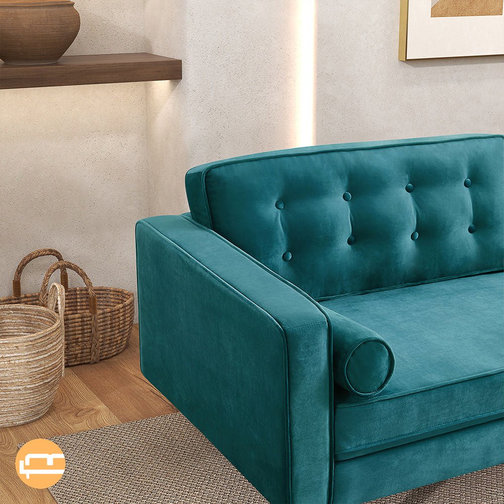 Kirby Teal Velvet Sofa - MidinMod Houston Tx Mid Century Furniture Store - Sofas 4