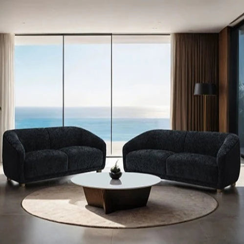Kolvere Black Sofa | Contemporary Solid Wood Chenille Sofa | MidinMod