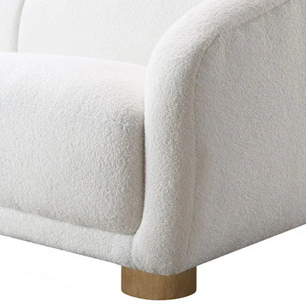 Kolvere White Loveseat | Contemporary Solid Wood Boucle Loveseat | MidinMod