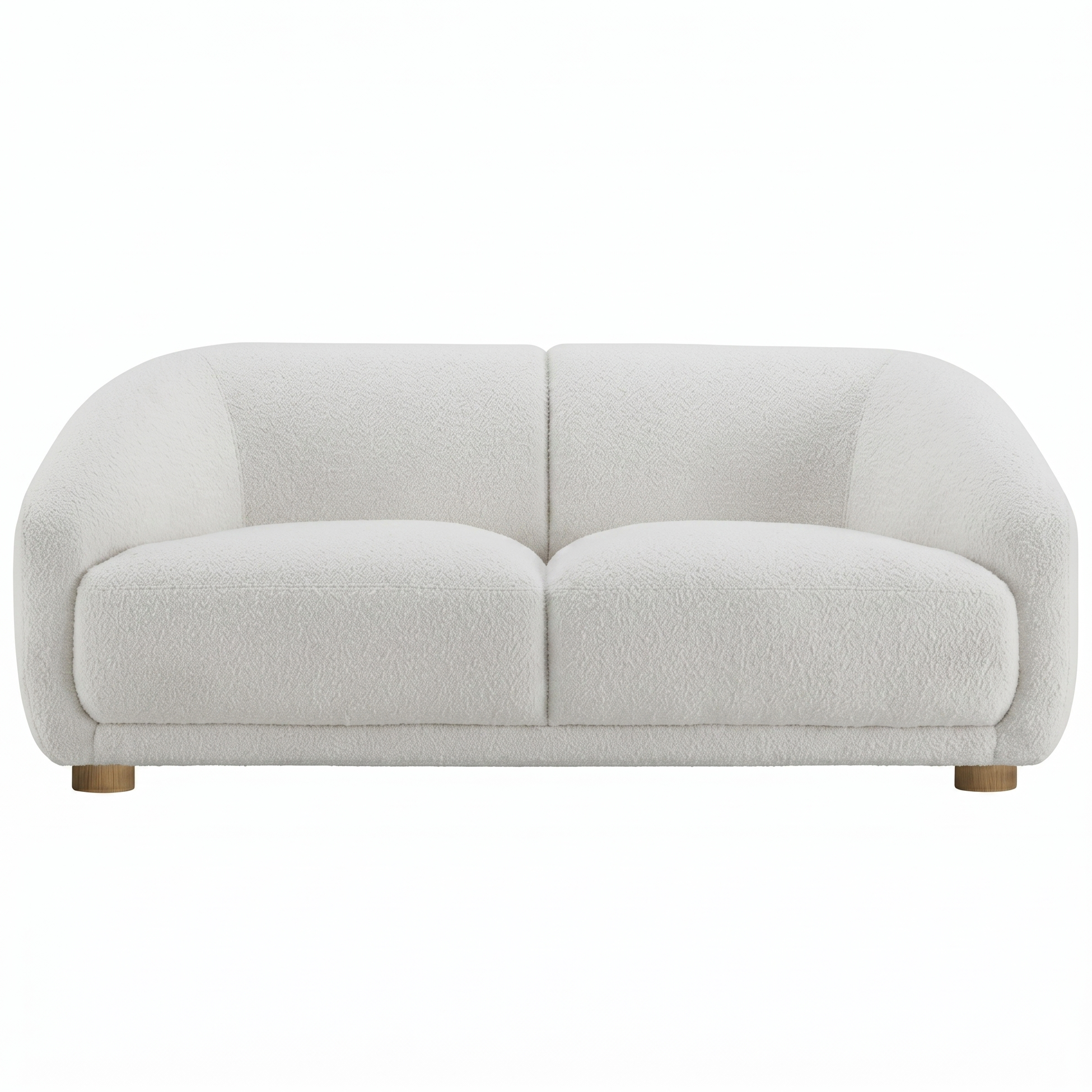 Kolvere White Loveseat | Contemporary Solid Wood Boucle Loveseat | MidinMod
