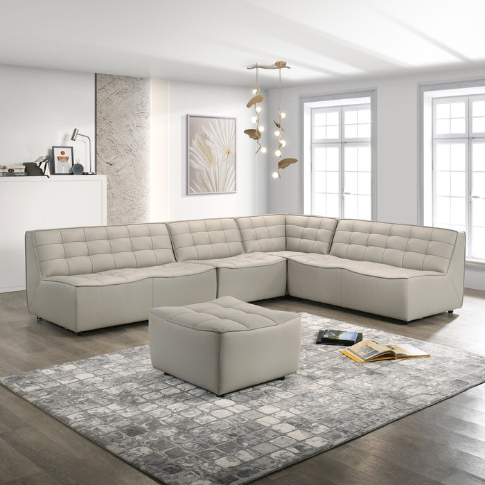 Linden Grey Leather Modular Corner Sofa