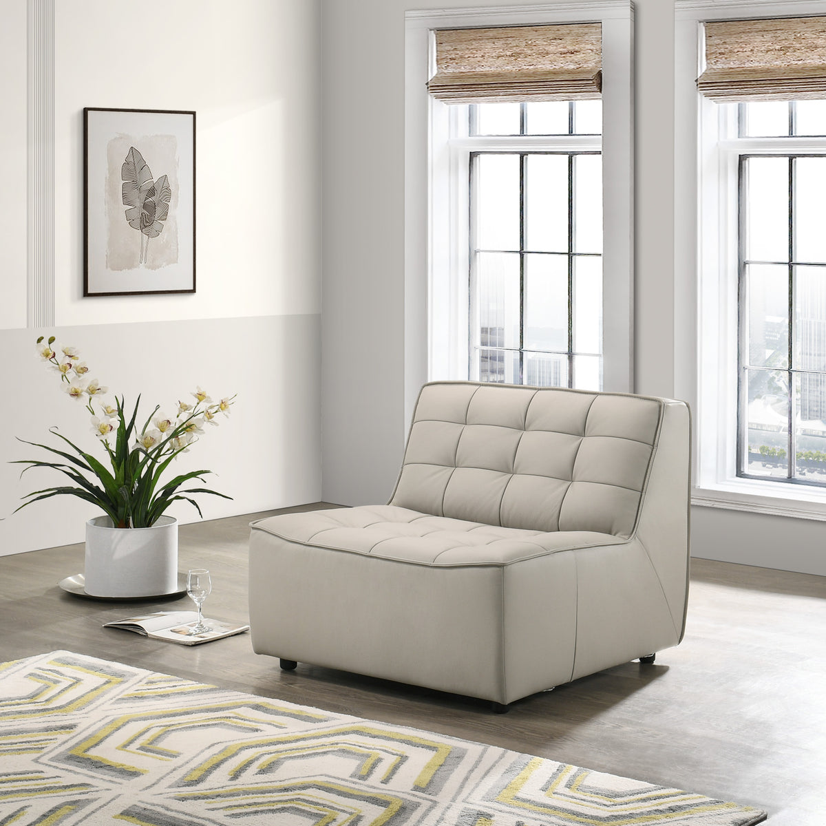 Linden Grey Leather Modular Corner Sofa