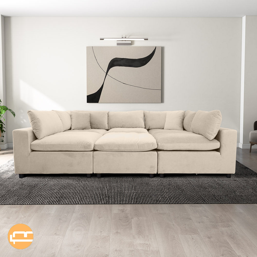 Laurel Ivory Velvet Modular Sofa - MidinMod