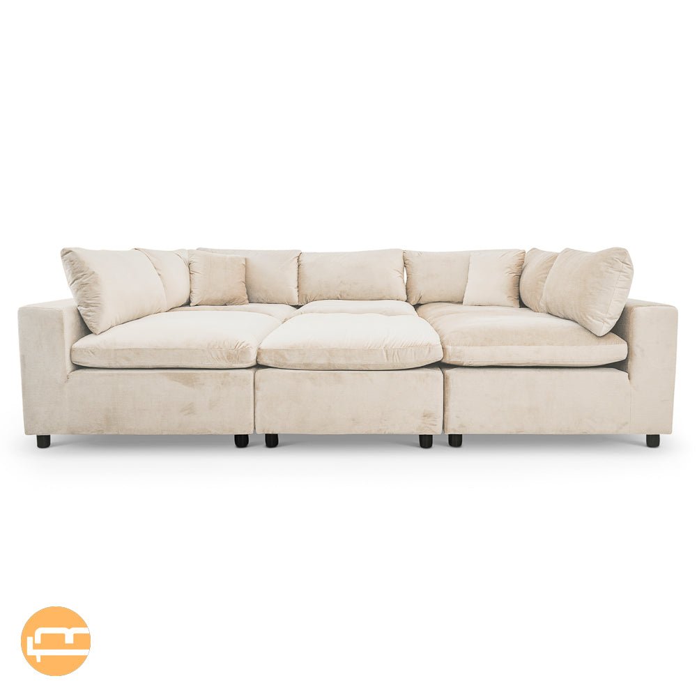 Laurel Ivory Velvet Modular Sofa - MidinMod