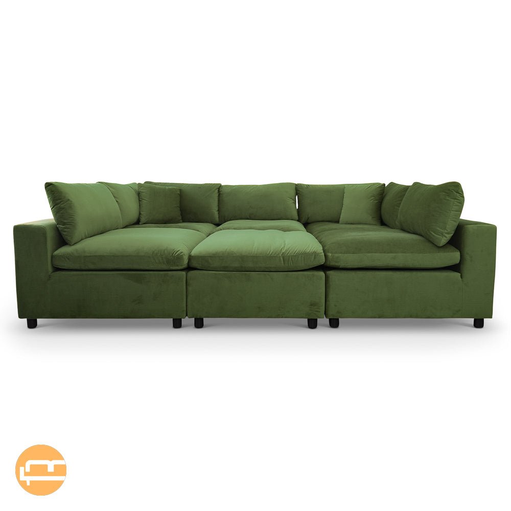 Laurel Olive Green Velvet Modular Sofa - MidinMod