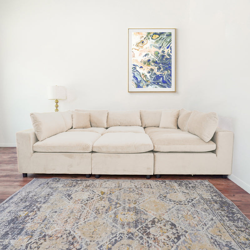 Laurel Modular Sofa (Ivory Velvet)