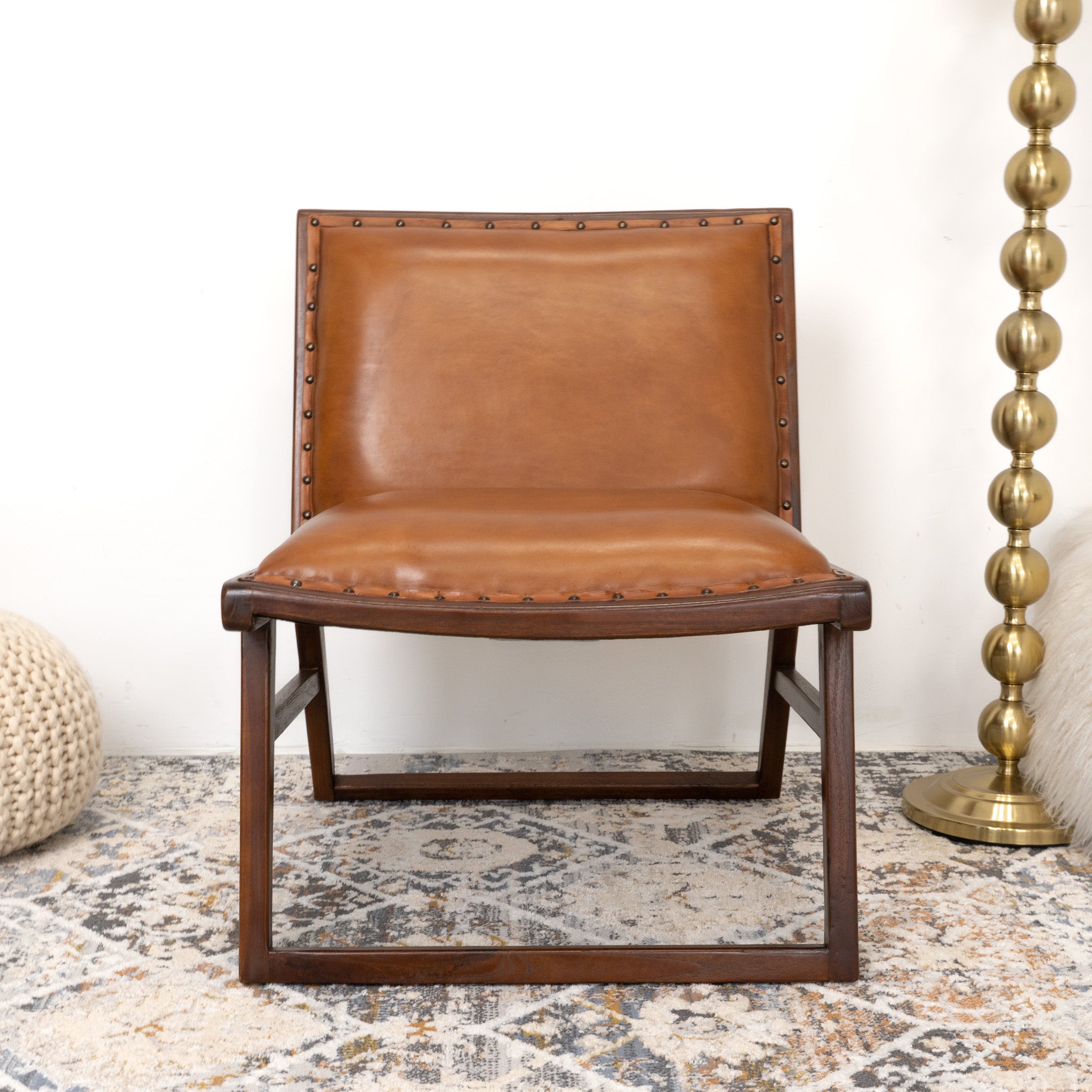 Pohan Leather Lounge Chair Tan - MidinMod