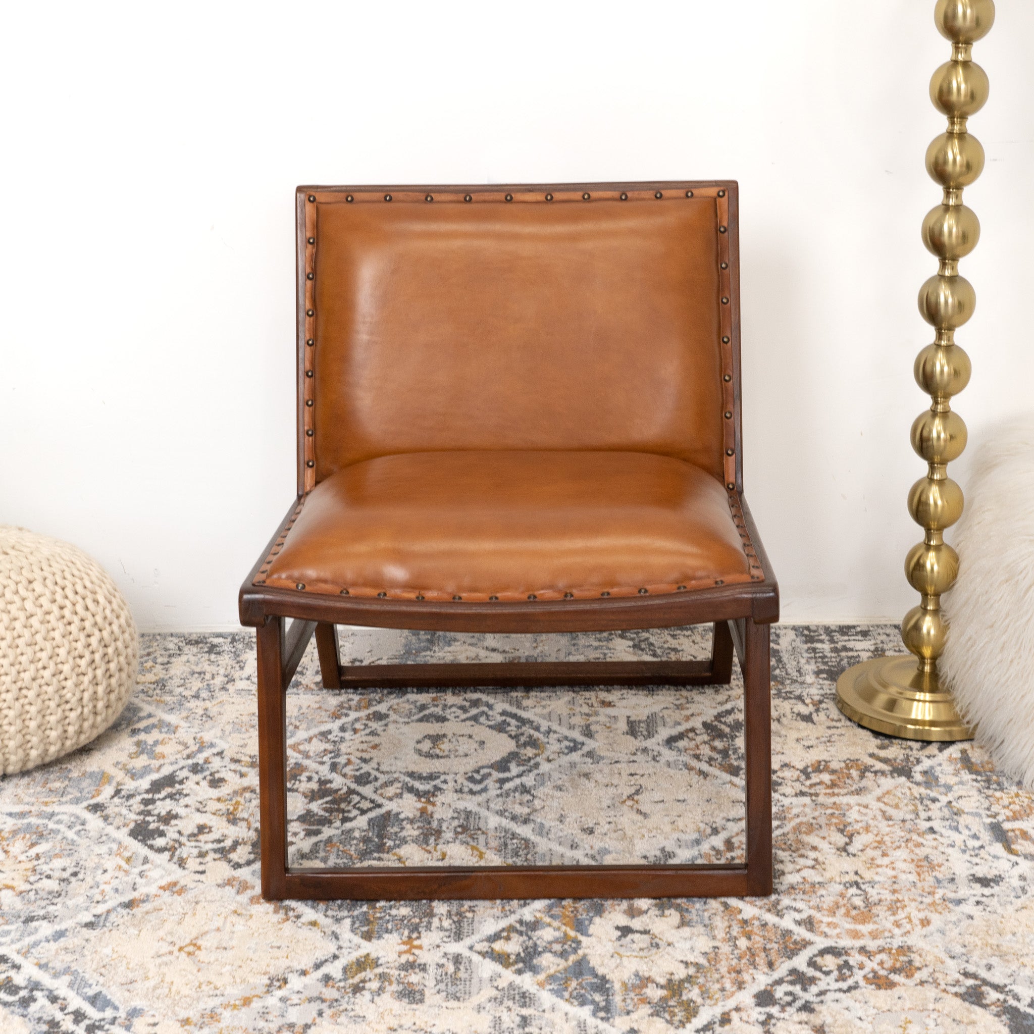 Tan real leather online dining chairs