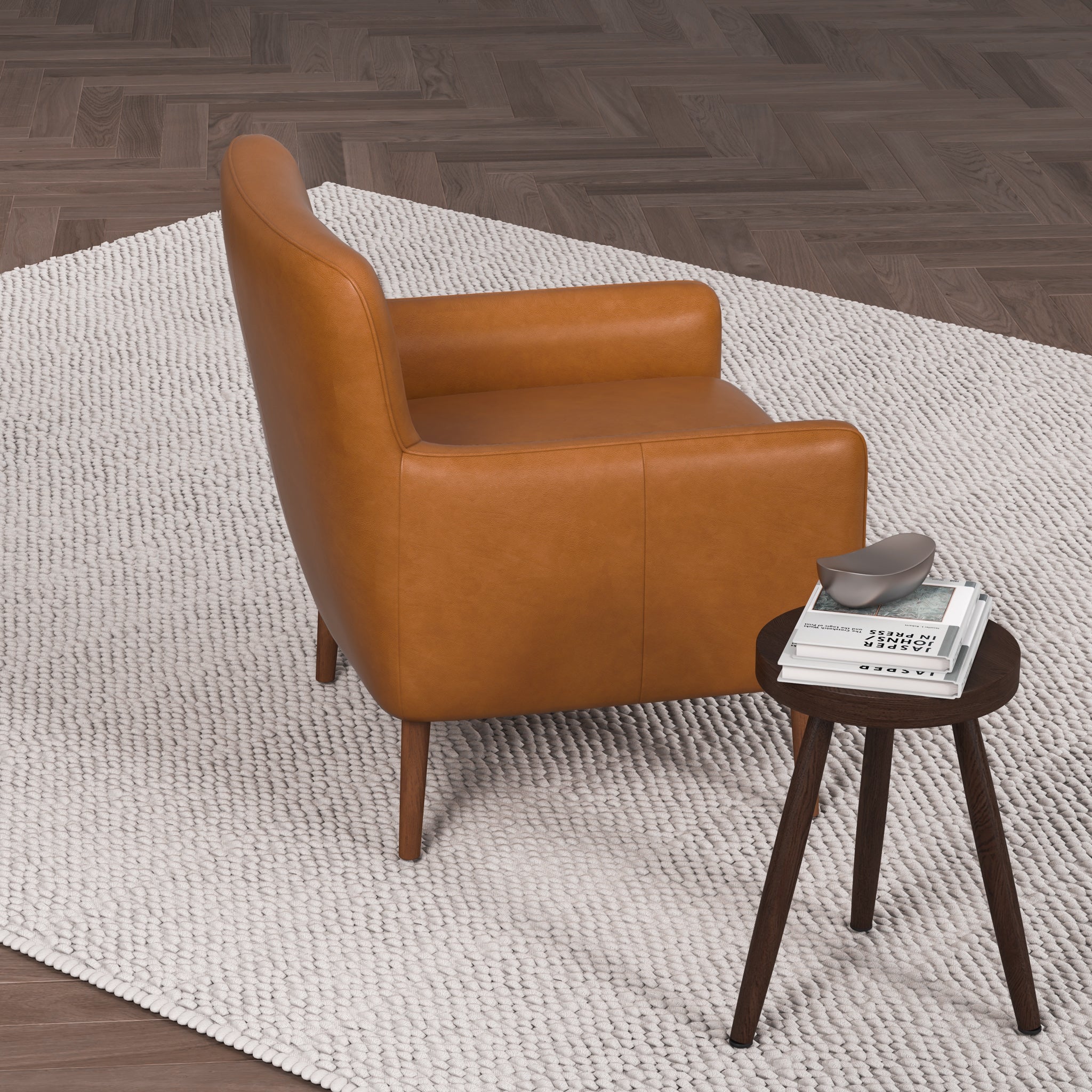 Swindon Genuine Leather Lounge Chair Tan - MidinMod