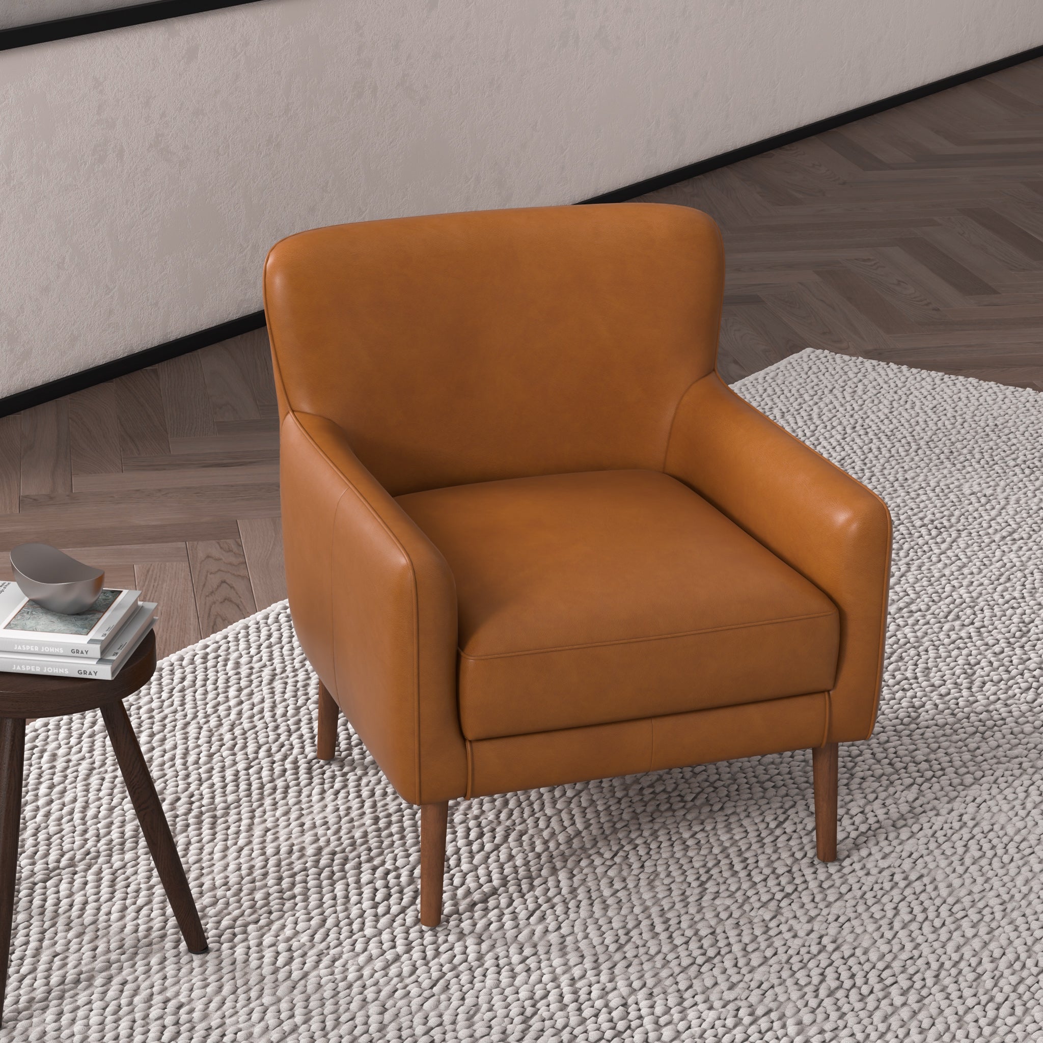 Swindon Genuine Leather Lounge Chair Tan - MidinMod