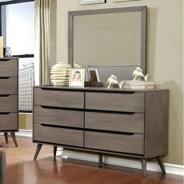 Lennart Gray Dresser | Mid-Century Modern Solid Wood Bedroom Dresser | MidinMod