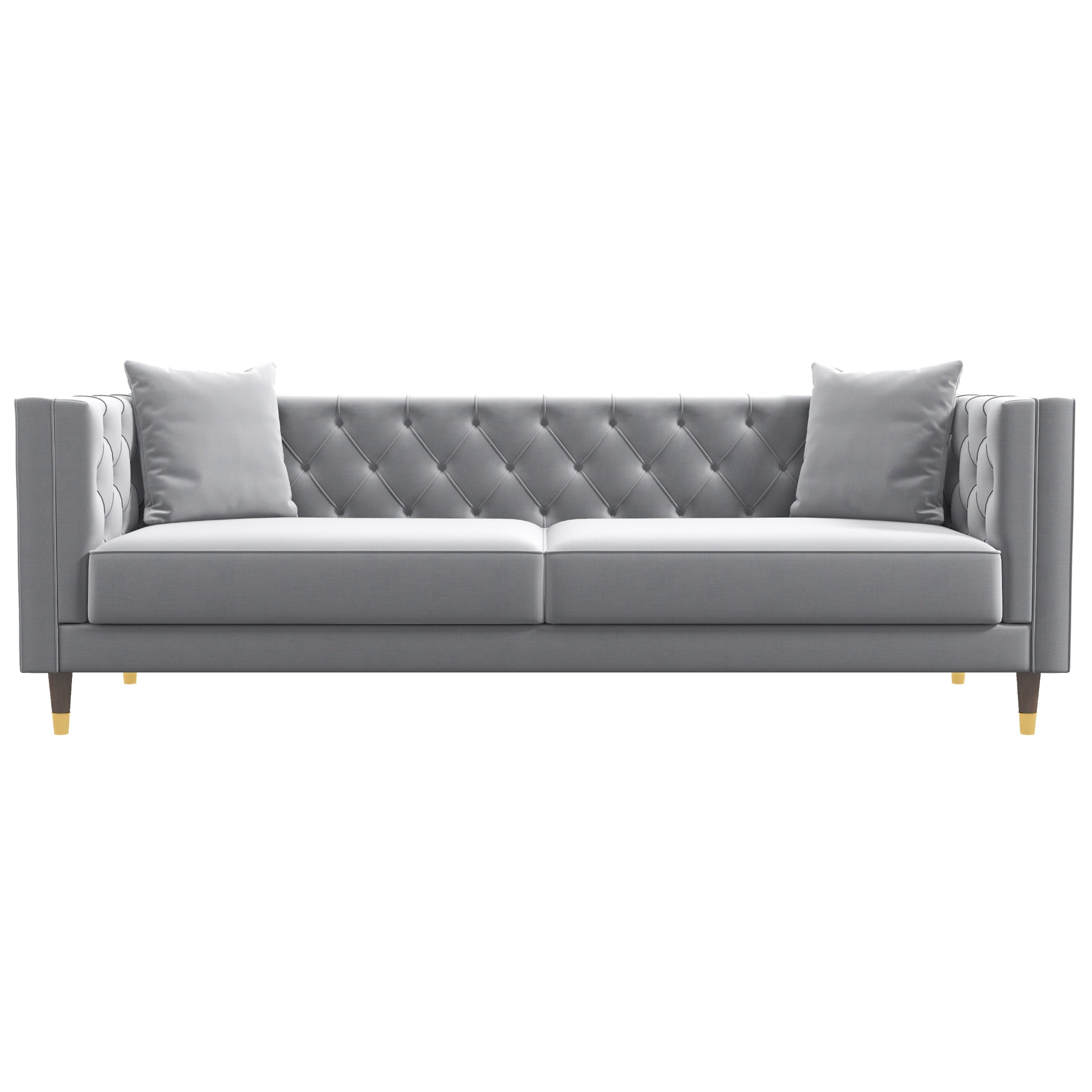 Lewis Light Gray Velvet Sofa - MidinMod