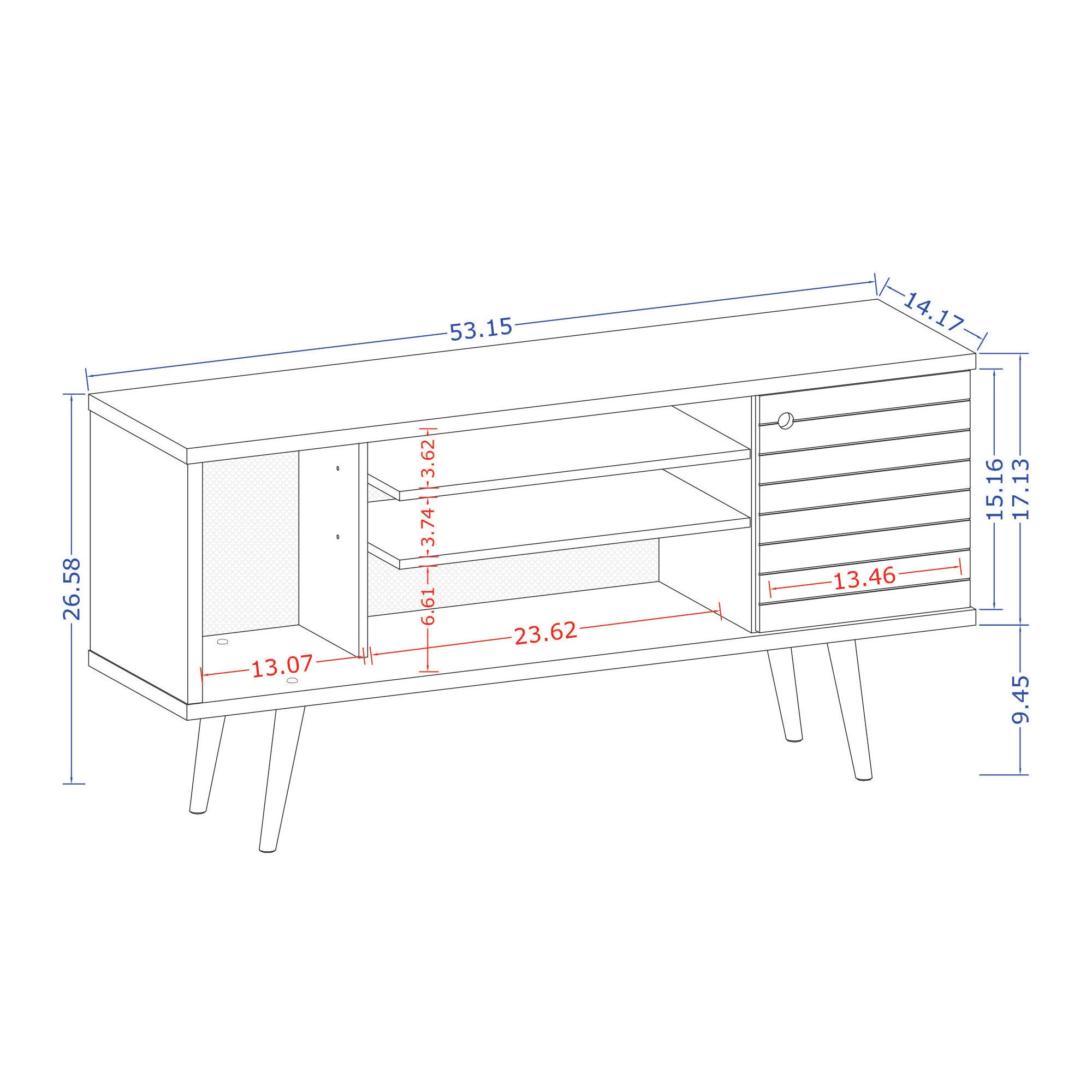 Liberty 53" TV Stand | Mid-Century Modern White & Rustic Brown Media Console | MidinMod