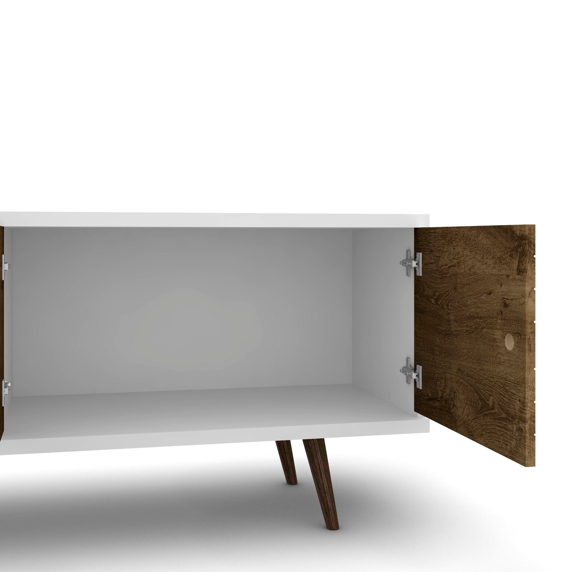 Liberty 63" Mid-Century TV Stand | White &a Rustic Brown Modern Media Console | MidinMod