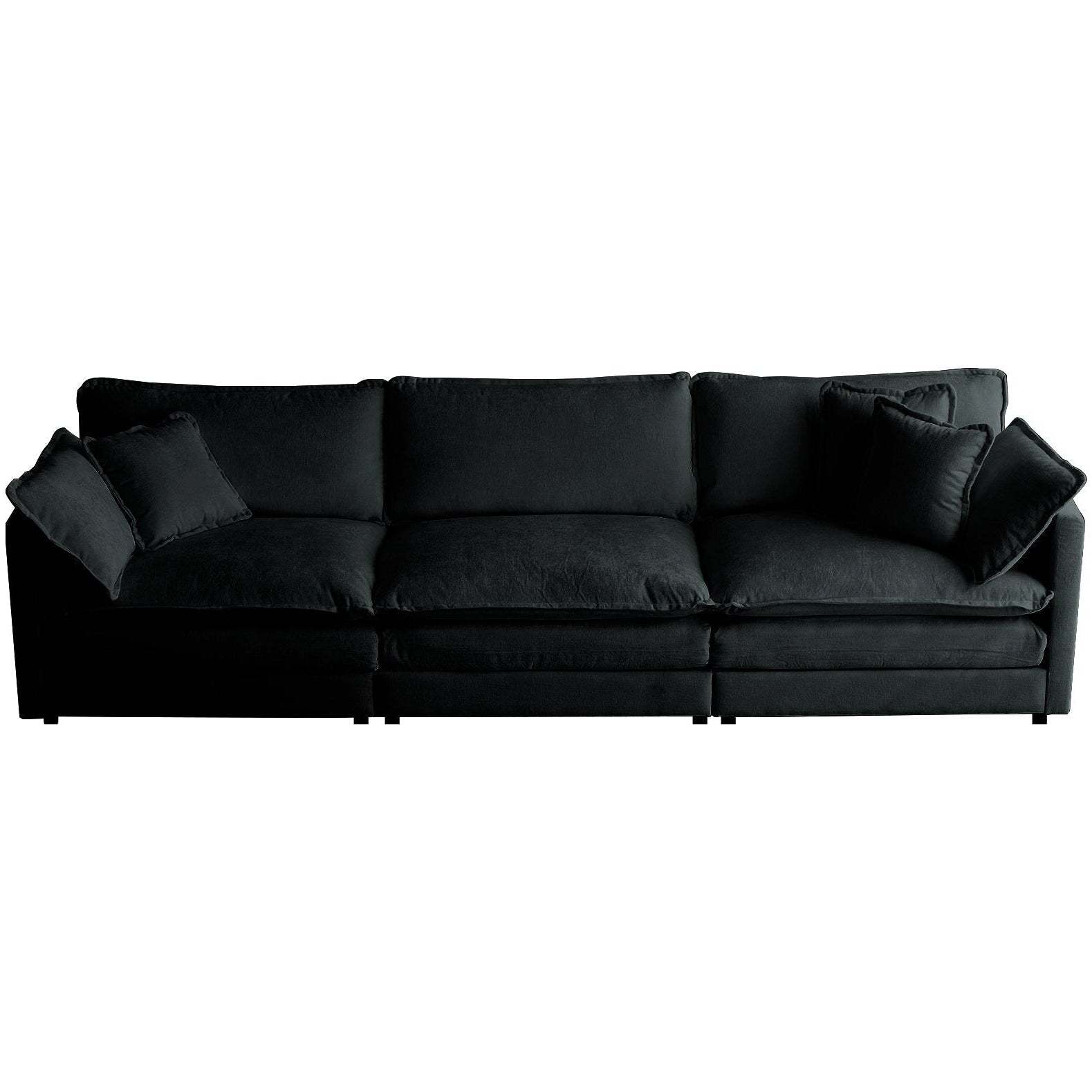 Liberty Modern Black 3-Seater Chenille Sofa with Modular Design - MidinMod