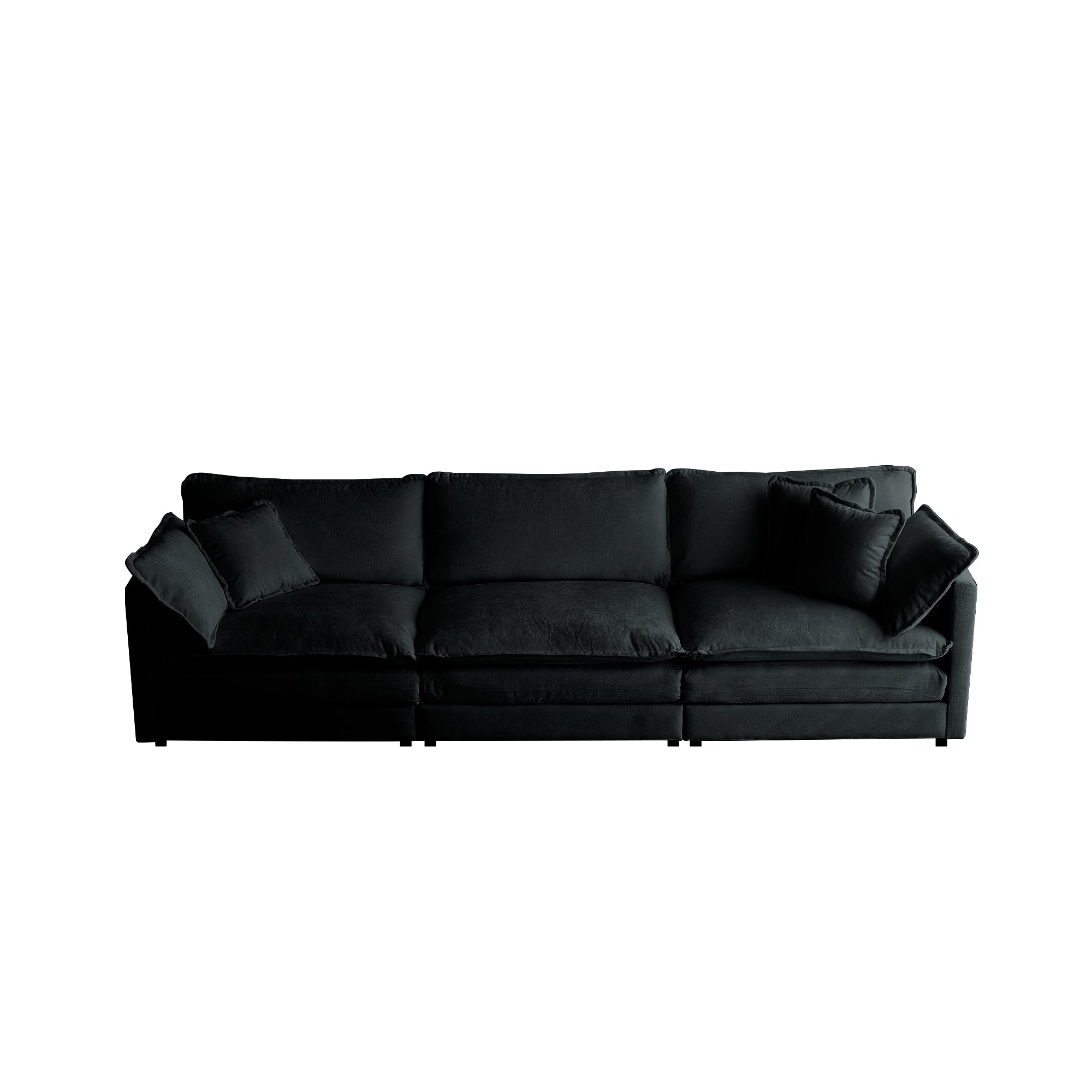 Liberty Modern Black 3-Seater Chenille Sofa with Modular Design - MidinMod