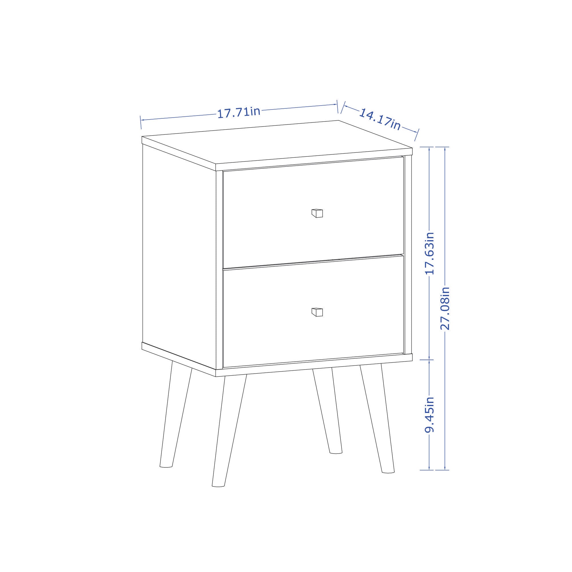 Liberty 2.0 Nightstand | Mid-Century Modern White & Rustic Brown Bedside Table | MidinMod