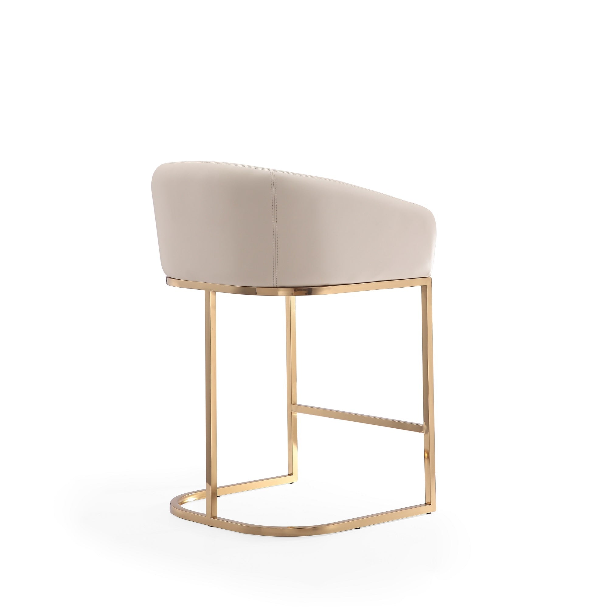 Louvre Cream & Titanium Gold Counter Stool | Modern Leather Upholstered Bar Seating | MidinMod