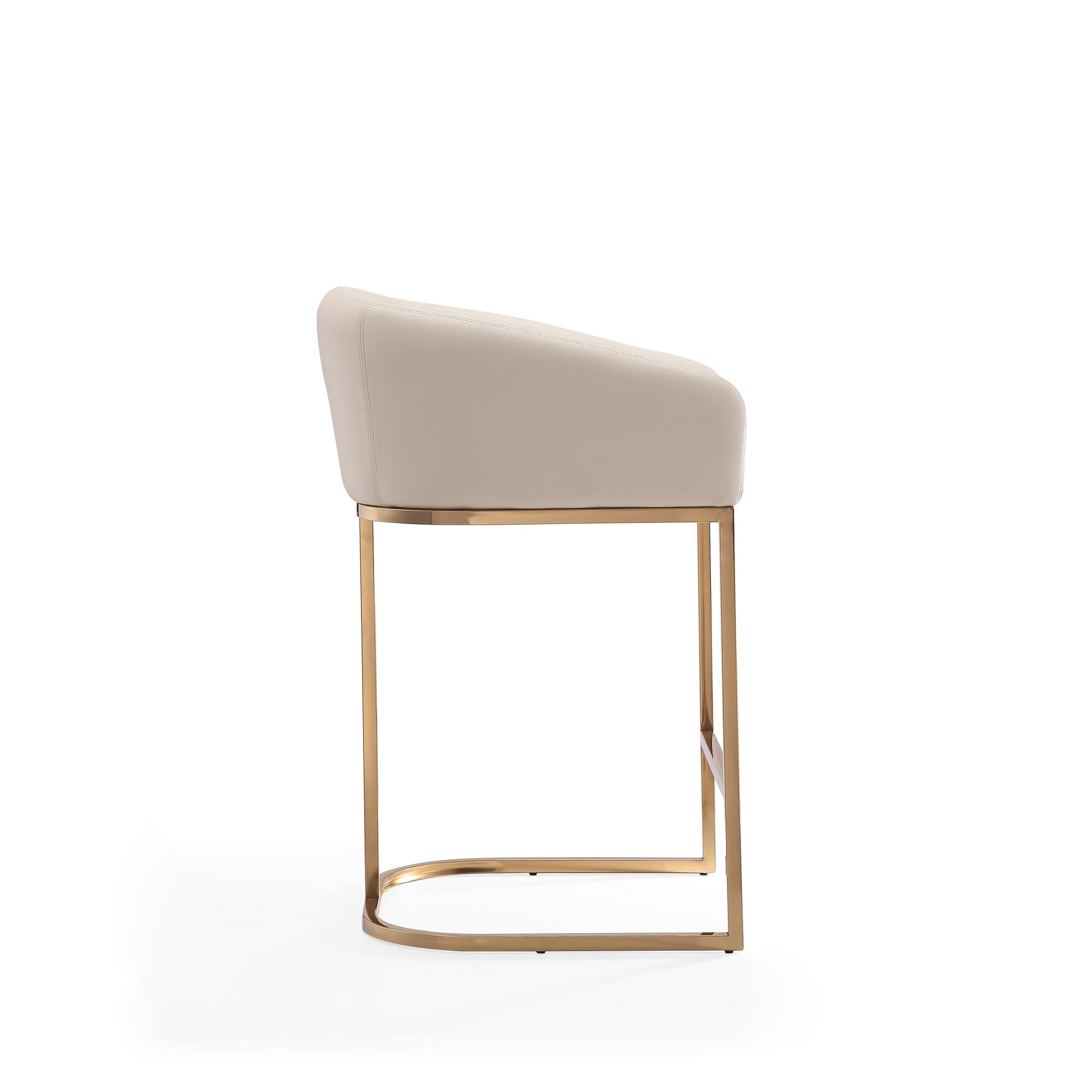 Louvre Cream & Titanium Gold Counter Stool | Modern Leather Upholstered Bar Seating | MidinMod