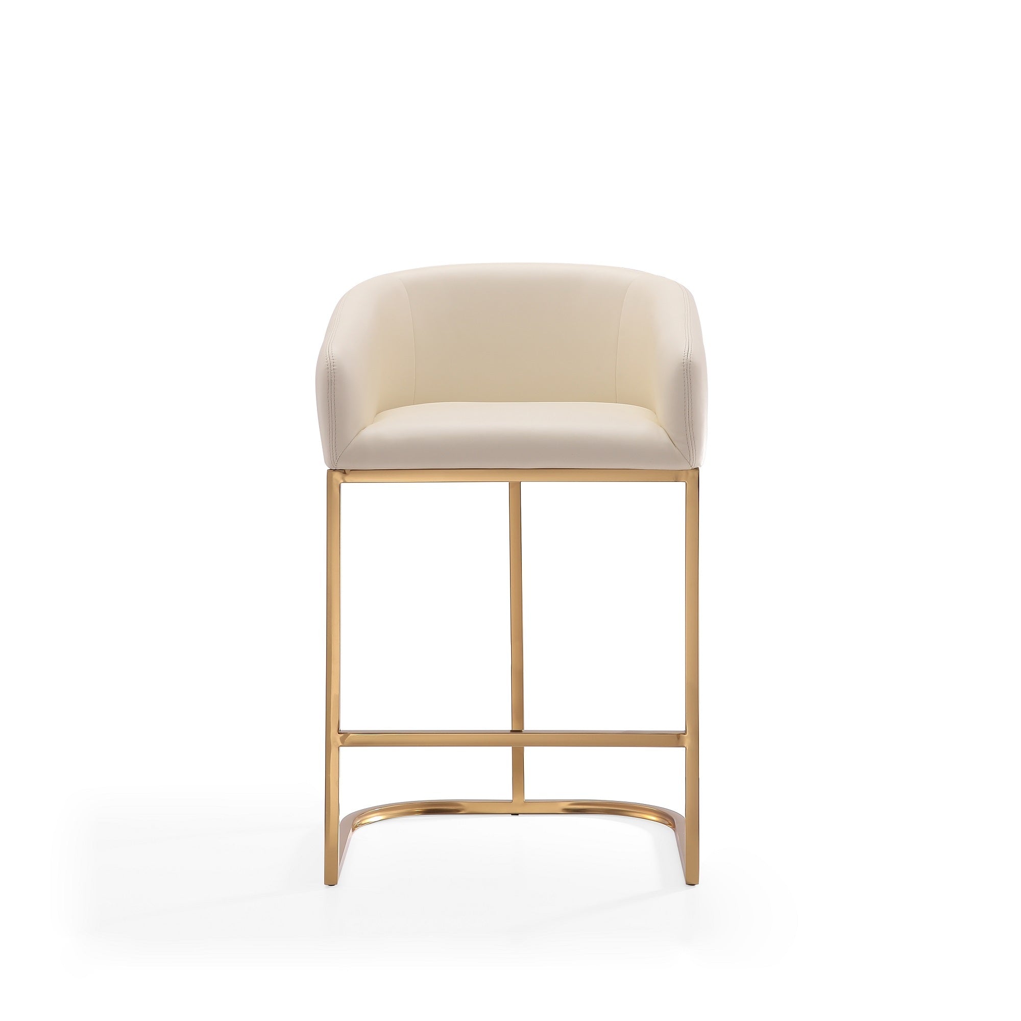 Louvre Cream & Titanium Gold Counter Stool | Modern Leather Upholstered Bar Seating | MidinMod