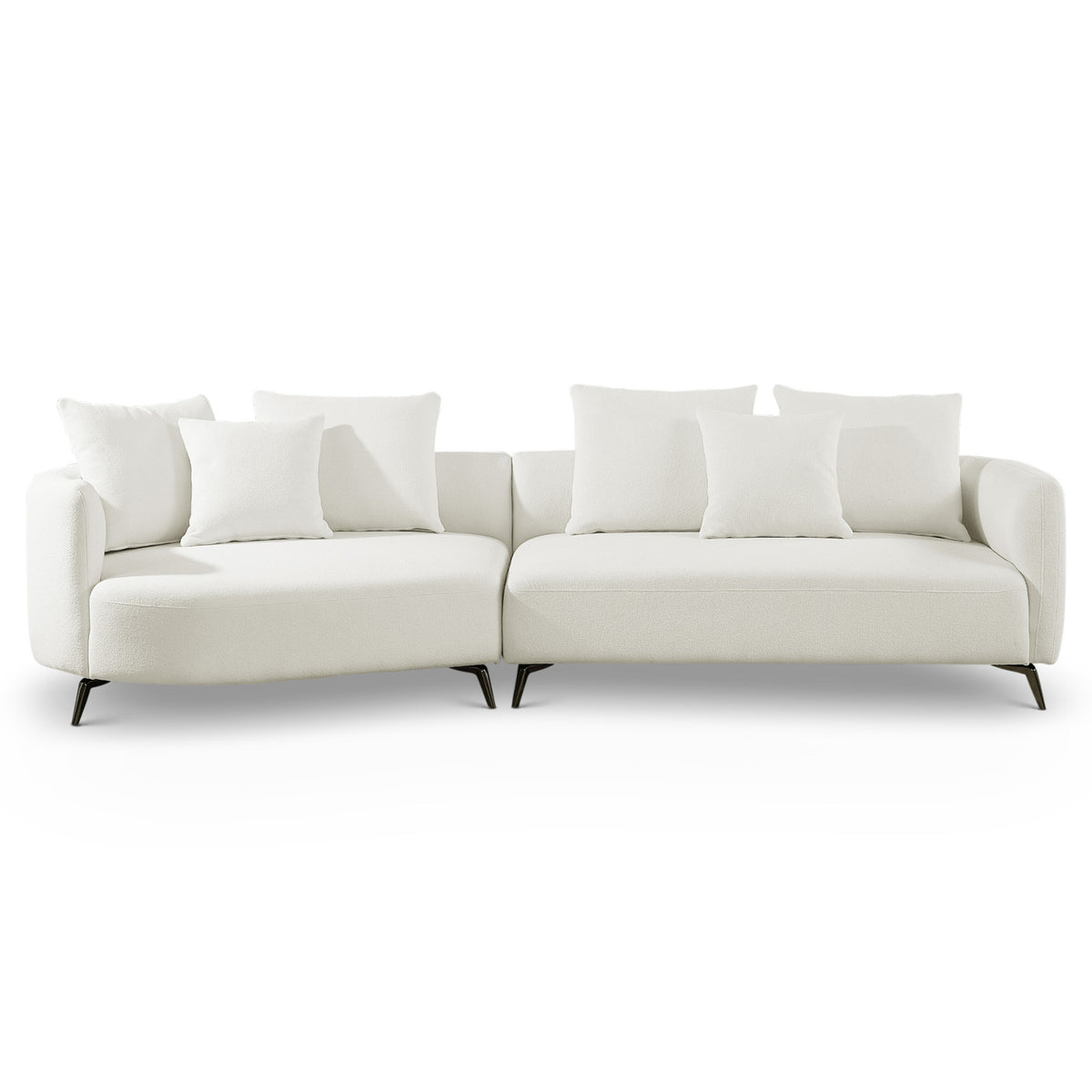 Lusia Ivory Boucle Sectional Sofa Left