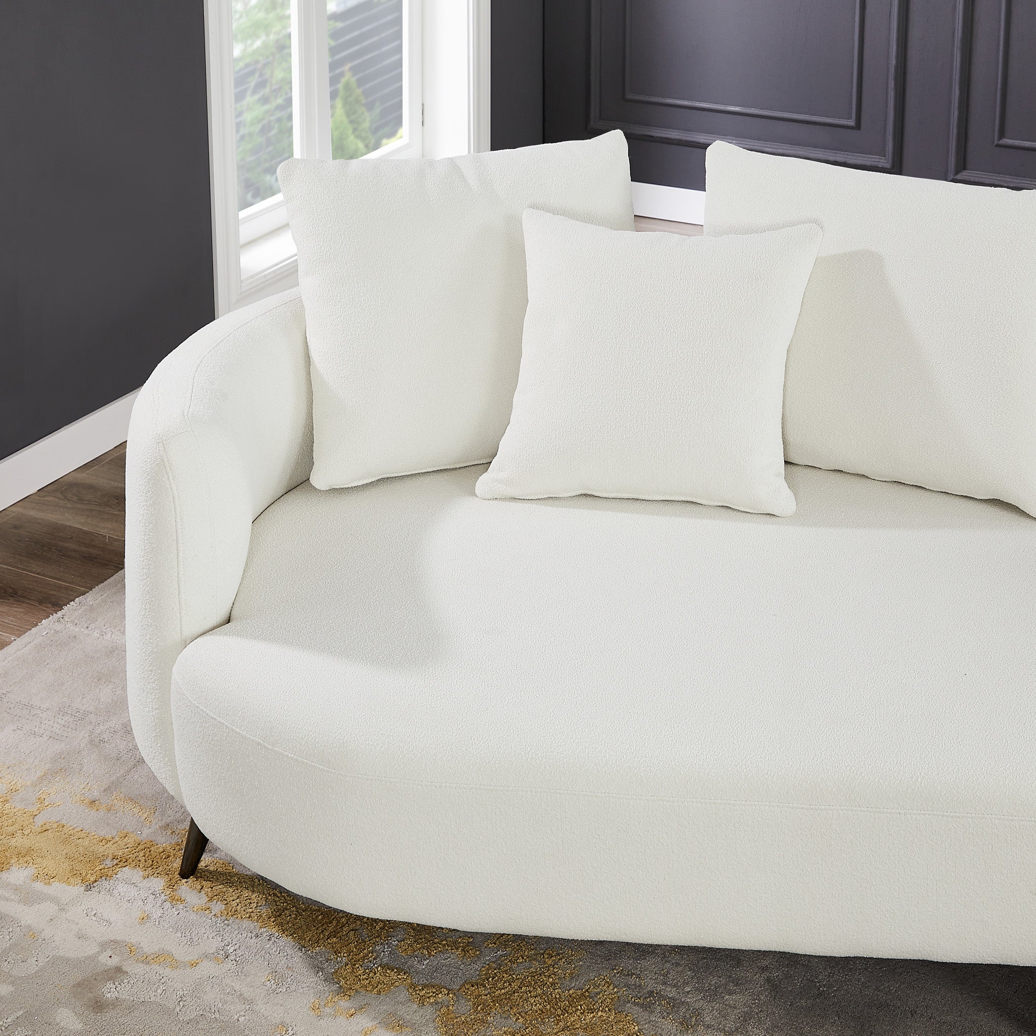 Lusia Ivory Boucle Sectional Sofa Left - MidinMod