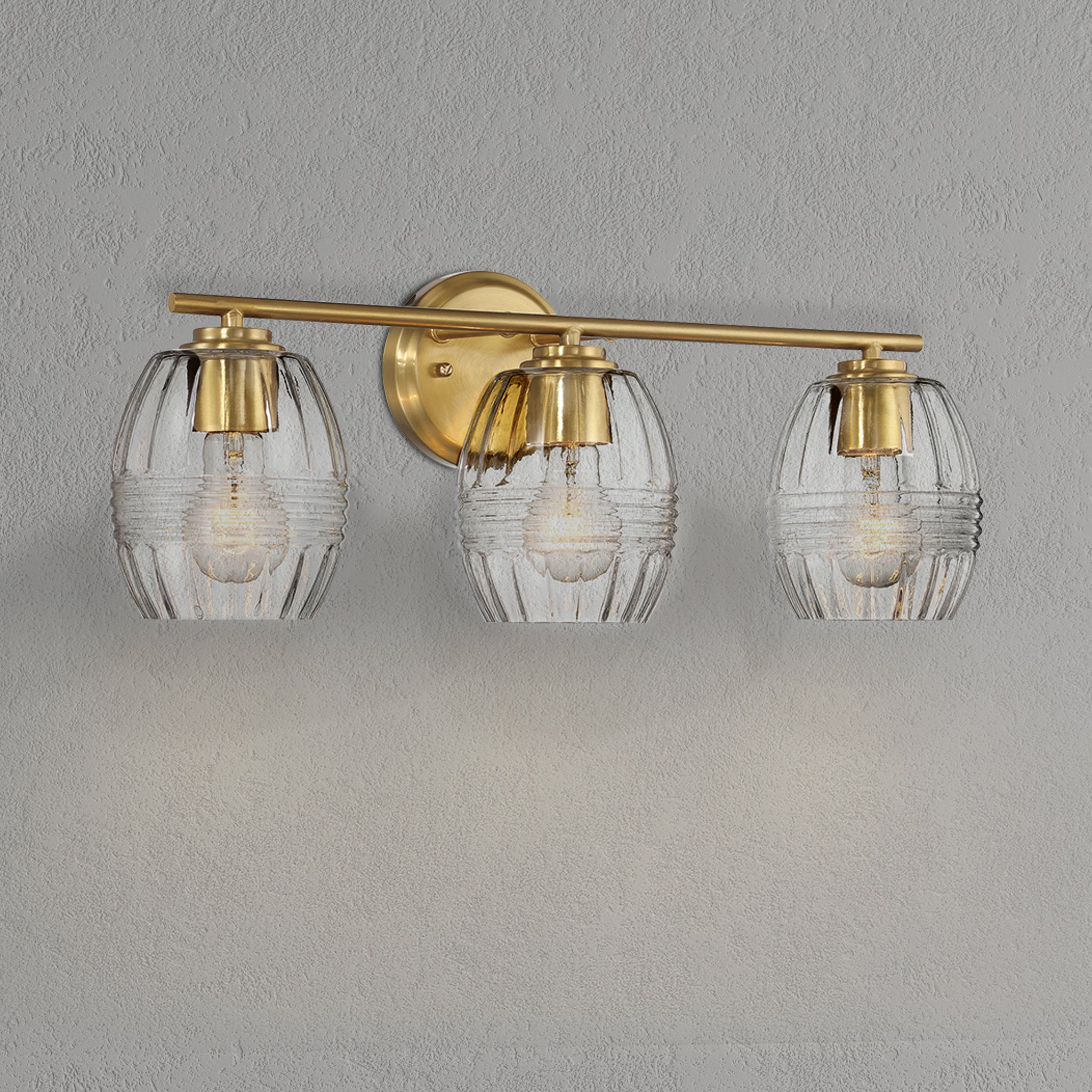 Luster Three Lights Vanity With Clear Glass for Bathrooms above Mirror Wall Lamp - Satin Brass - MidinMod