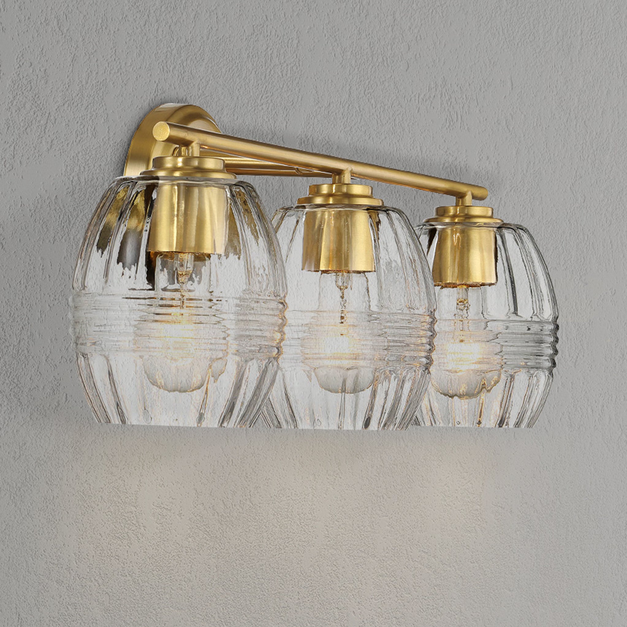 Luster Three Lights Vanity With Clear Glass for Bathrooms above Mirror Wall Lamp - Satin Brass - MidinMod