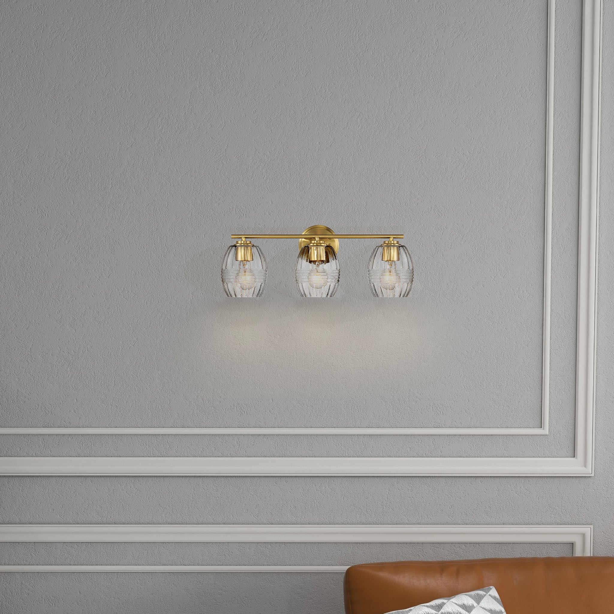 Luster Three Lights Vanity With Clear Glass for Bathrooms above Mirror Wall Lamp - Satin Brass - MidinMod