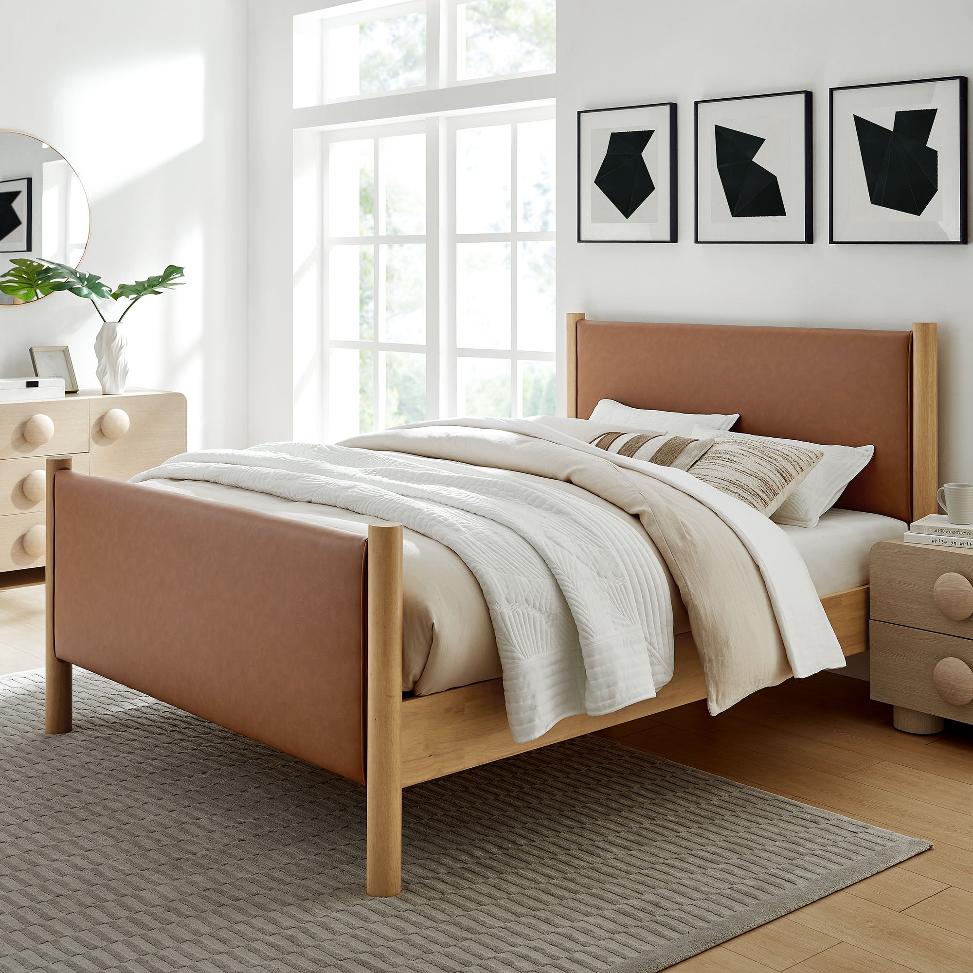Maven Queen Size Vegan Leather Upholstered Platform Bed by Modway