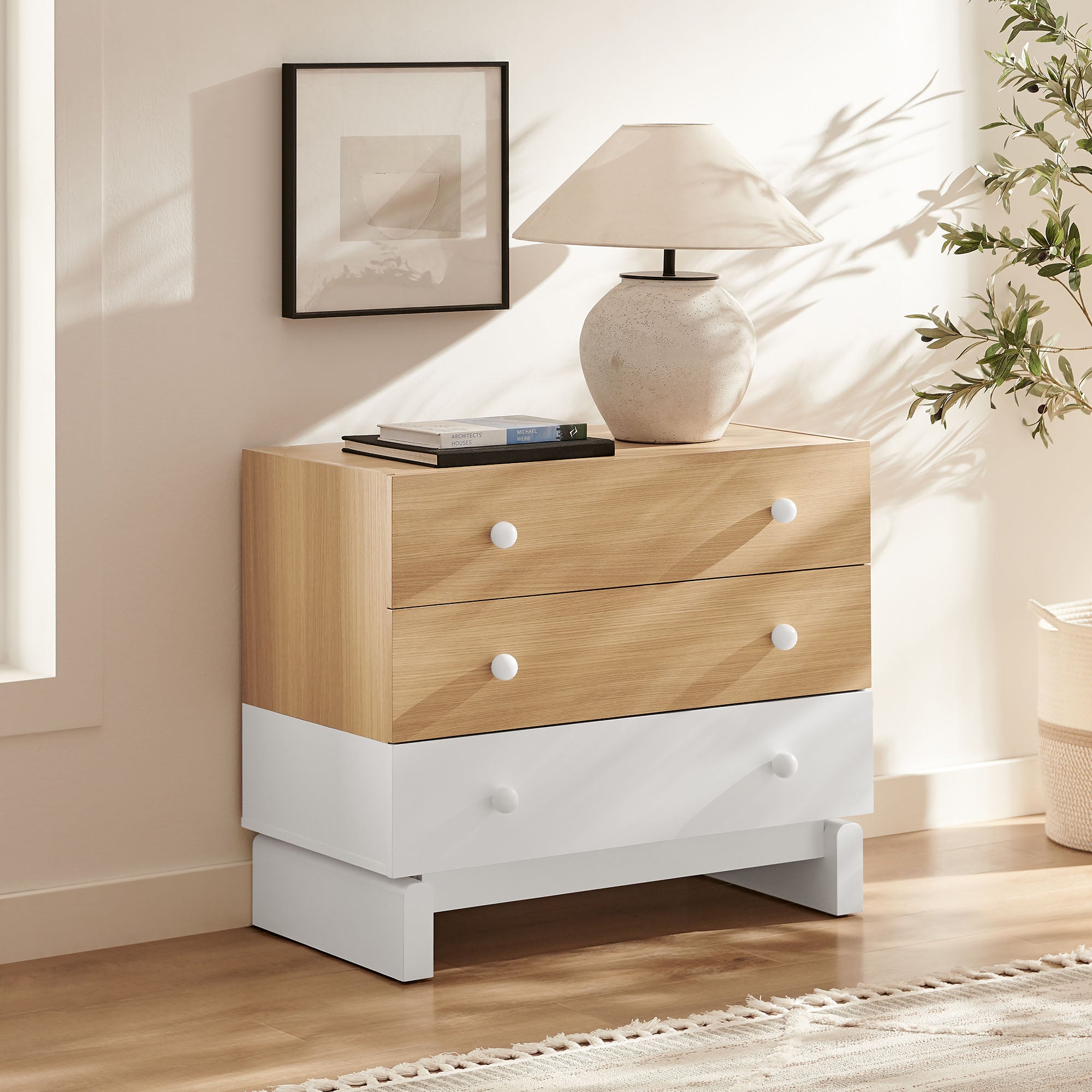 Nolia 3-Drawer Color Block Dresser by Modway