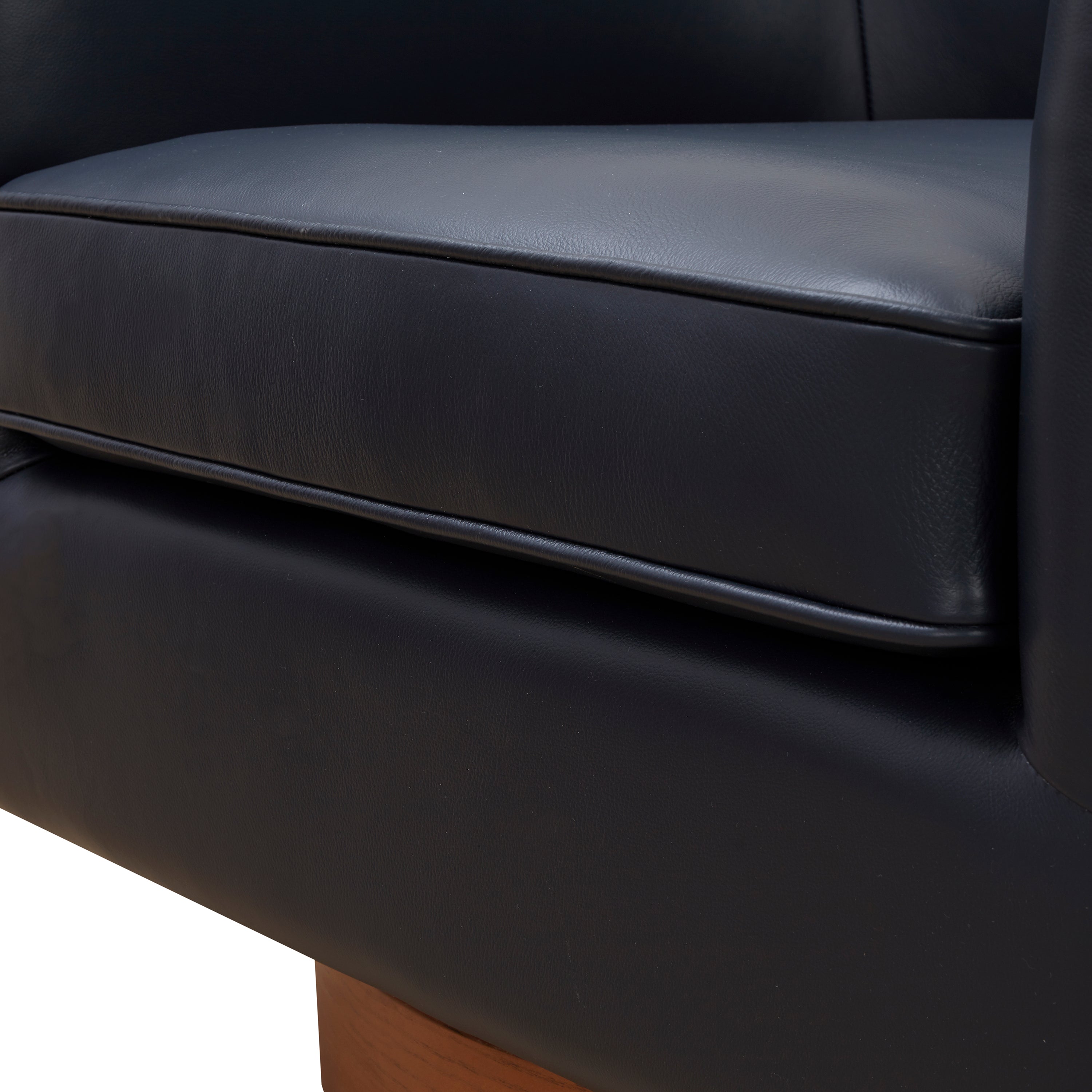 Maisy Dark Navy Top Grain Leather Swivel Accent Chair - MidinMod