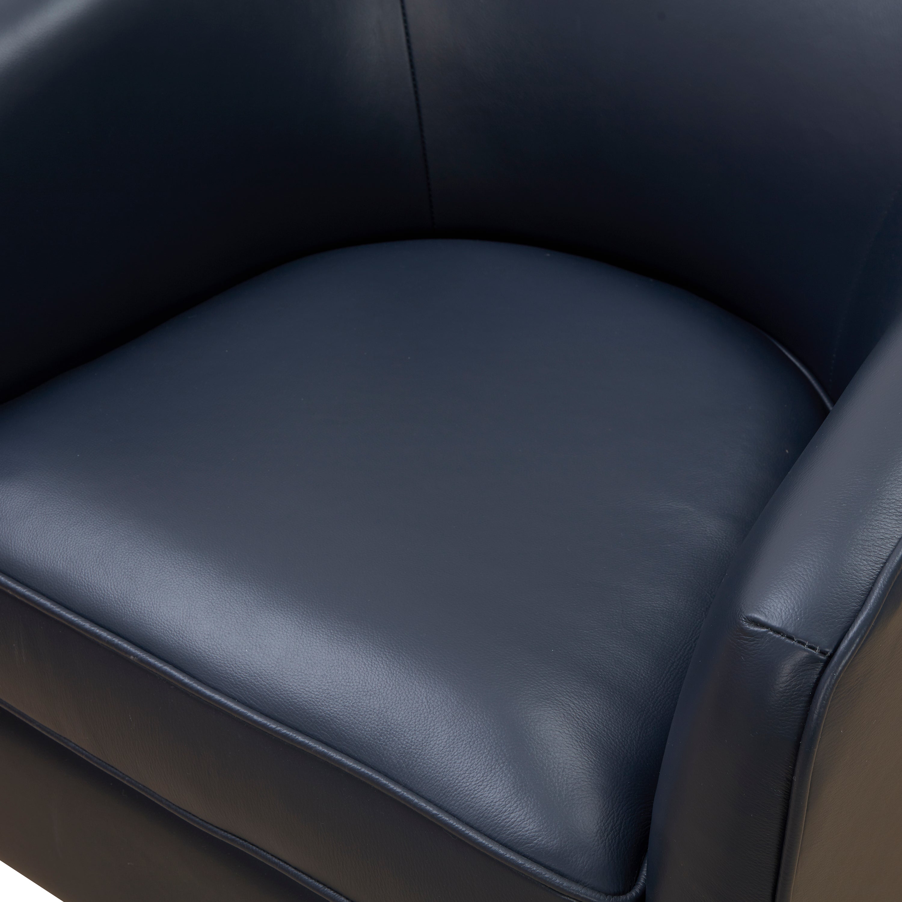 Maisy Dark Navy Top Grain Leather Swivel Accent Chair - MidinMod