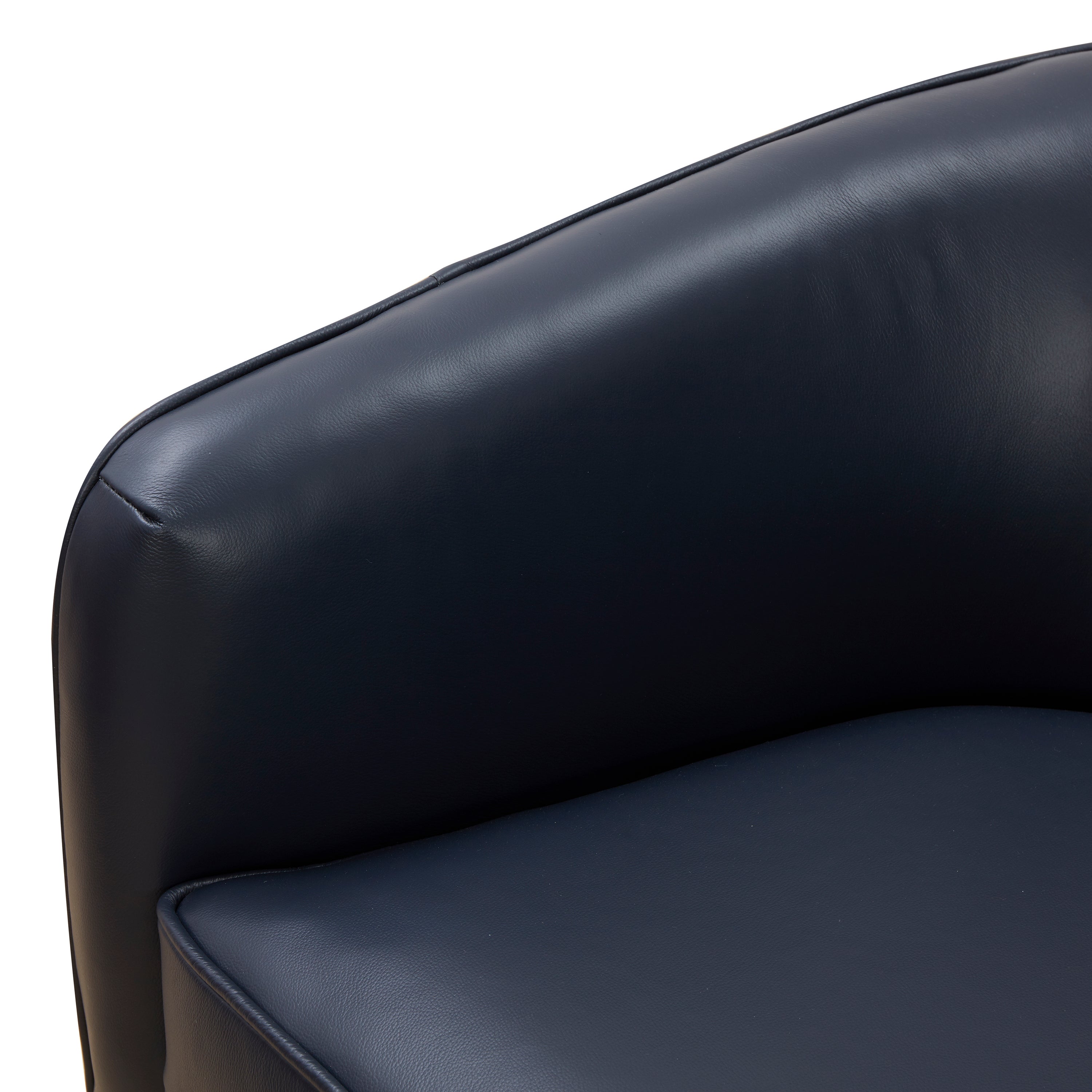 Maisy Dark Navy Top Grain Leather Swivel Accent Chair - MidinMod