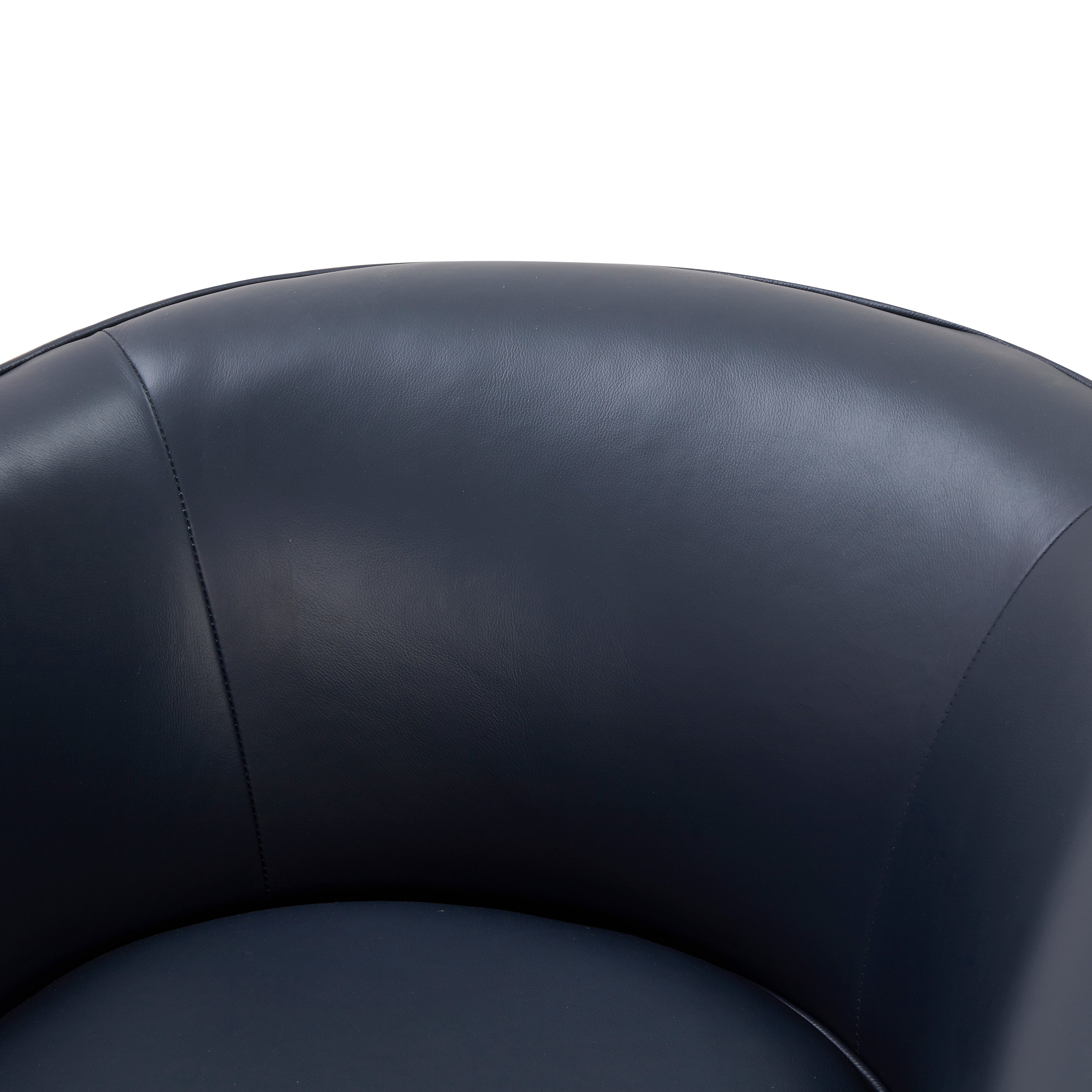 Maisy Dark Navy Top Grain Leather Swivel Accent Chair - MidinMod