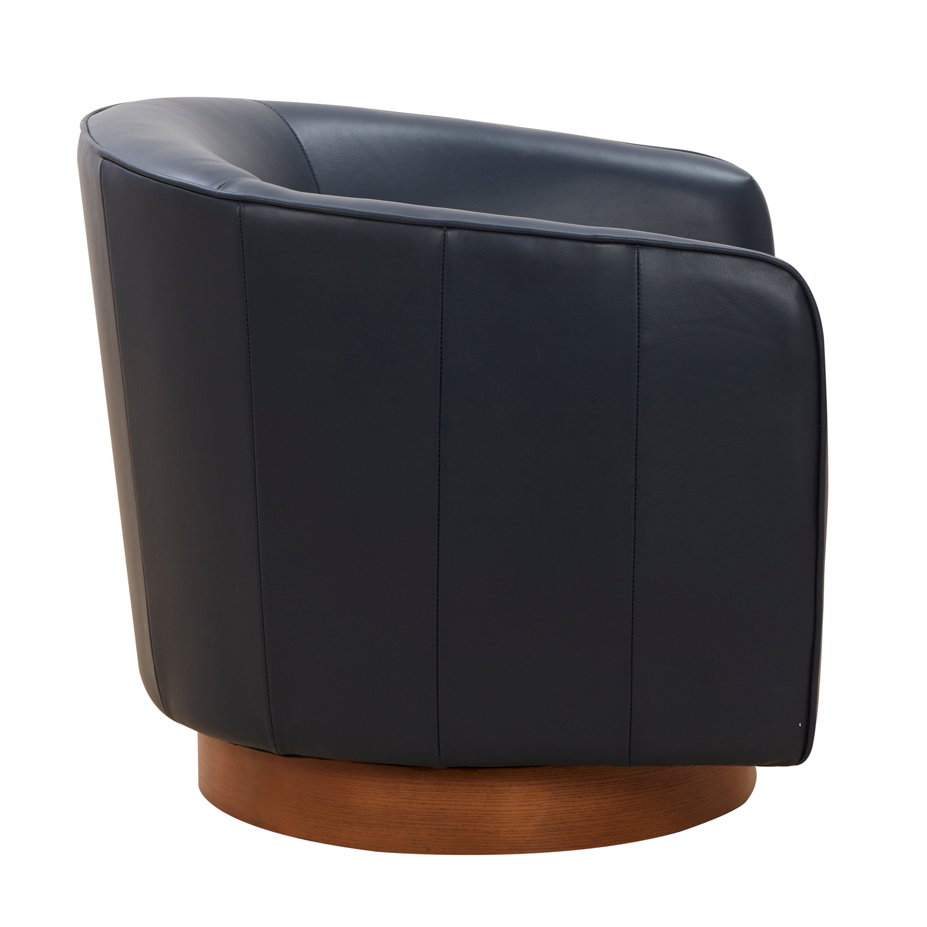 Maisy Dark Navy Top Grain Leather Swivel Accent Chair - MidinMod