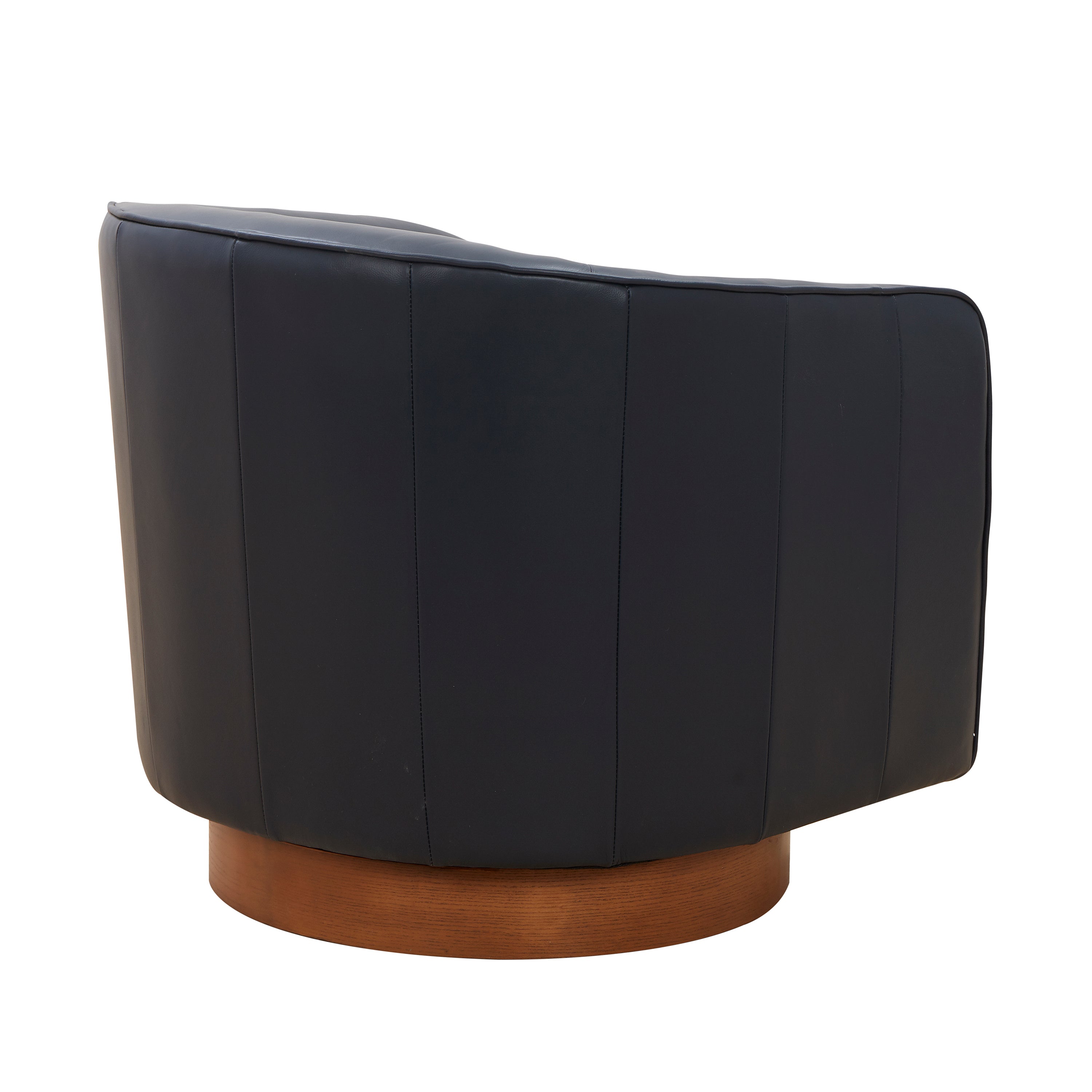 Maisy Dark Navy Top Grain Leather Swivel Accent Chair - MidinMod