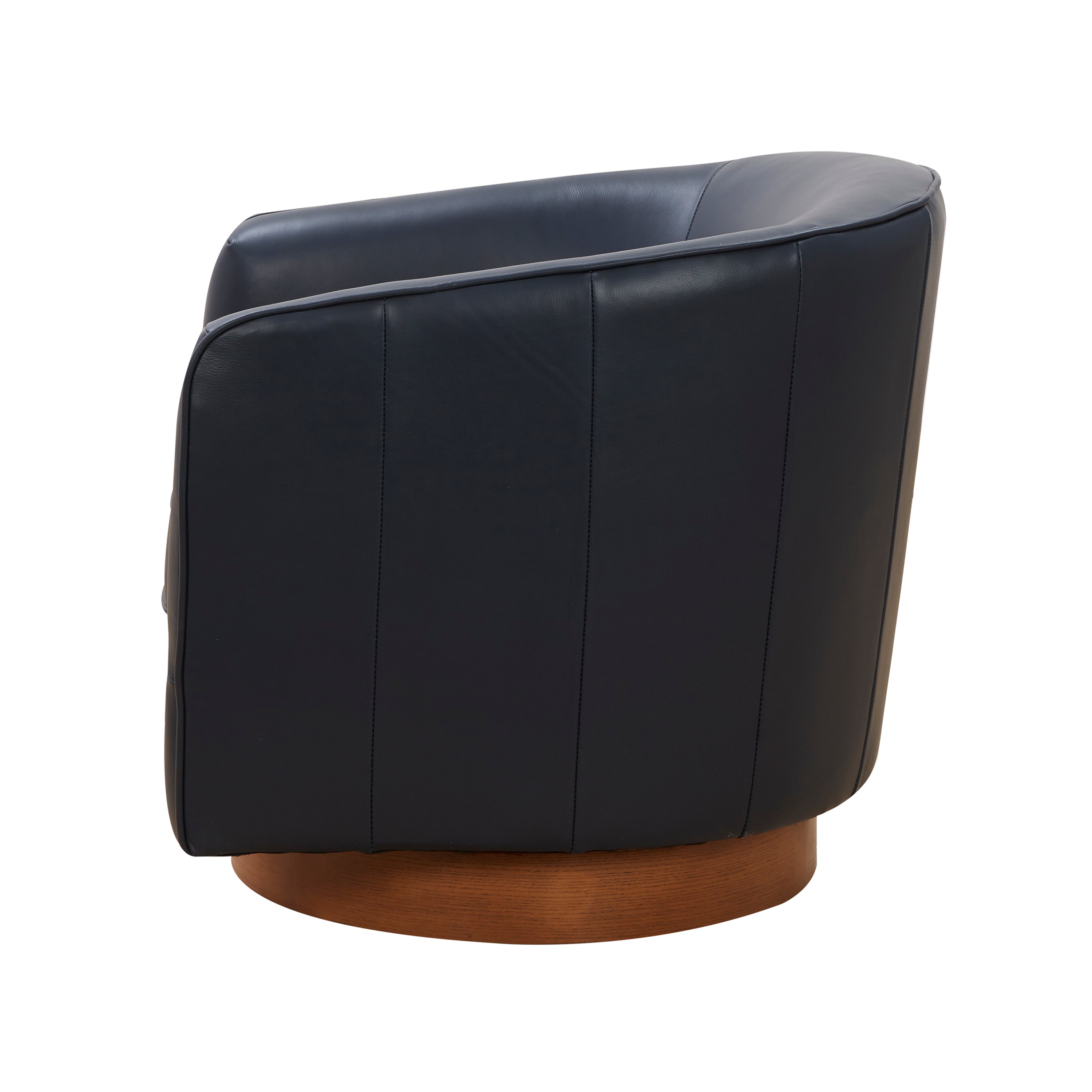 Maisy Dark Navy Top Grain Leather Swivel Accent Chair - MidinMod