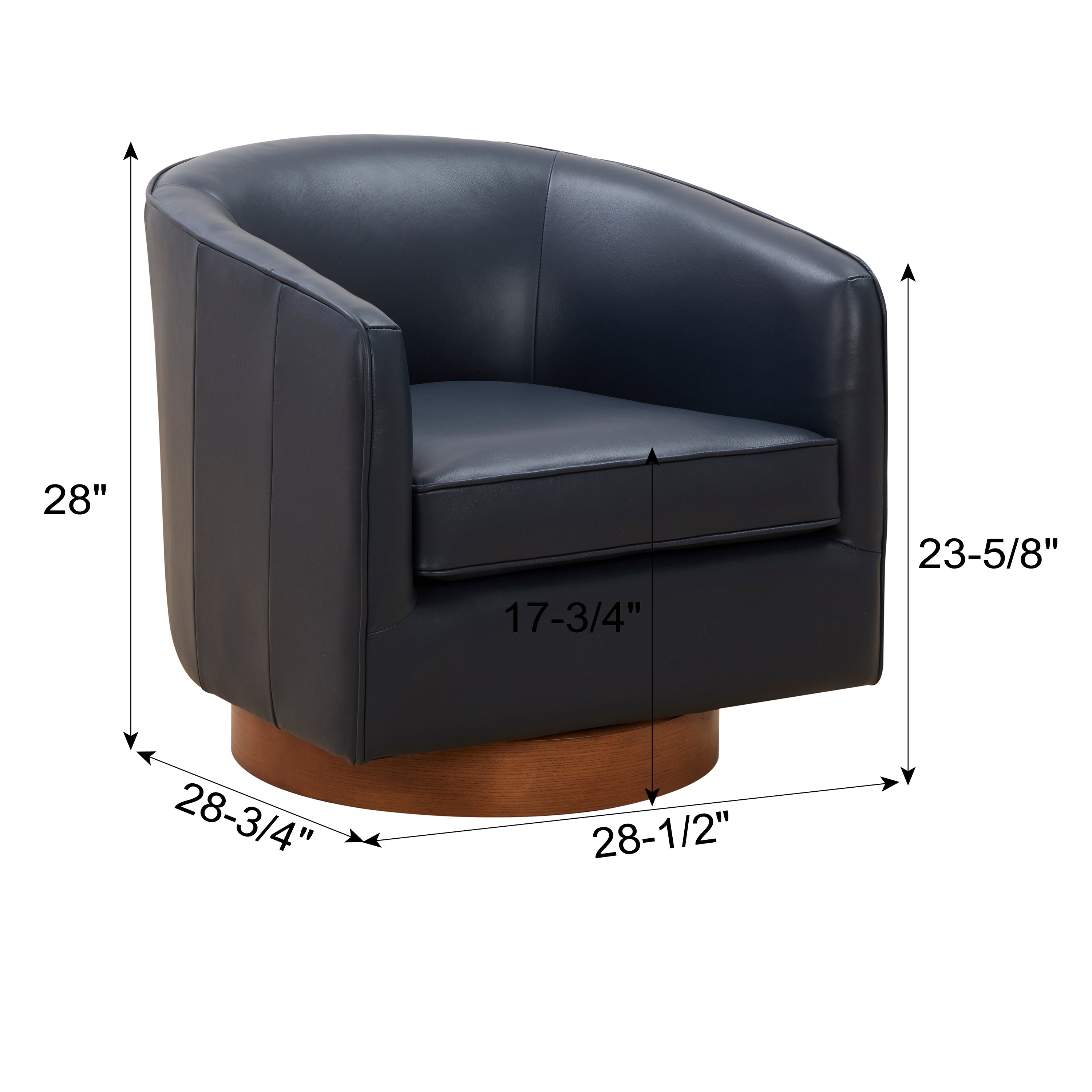 Maisy Dark Navy Top Grain Leather Swivel Accent Chair - MidinMod