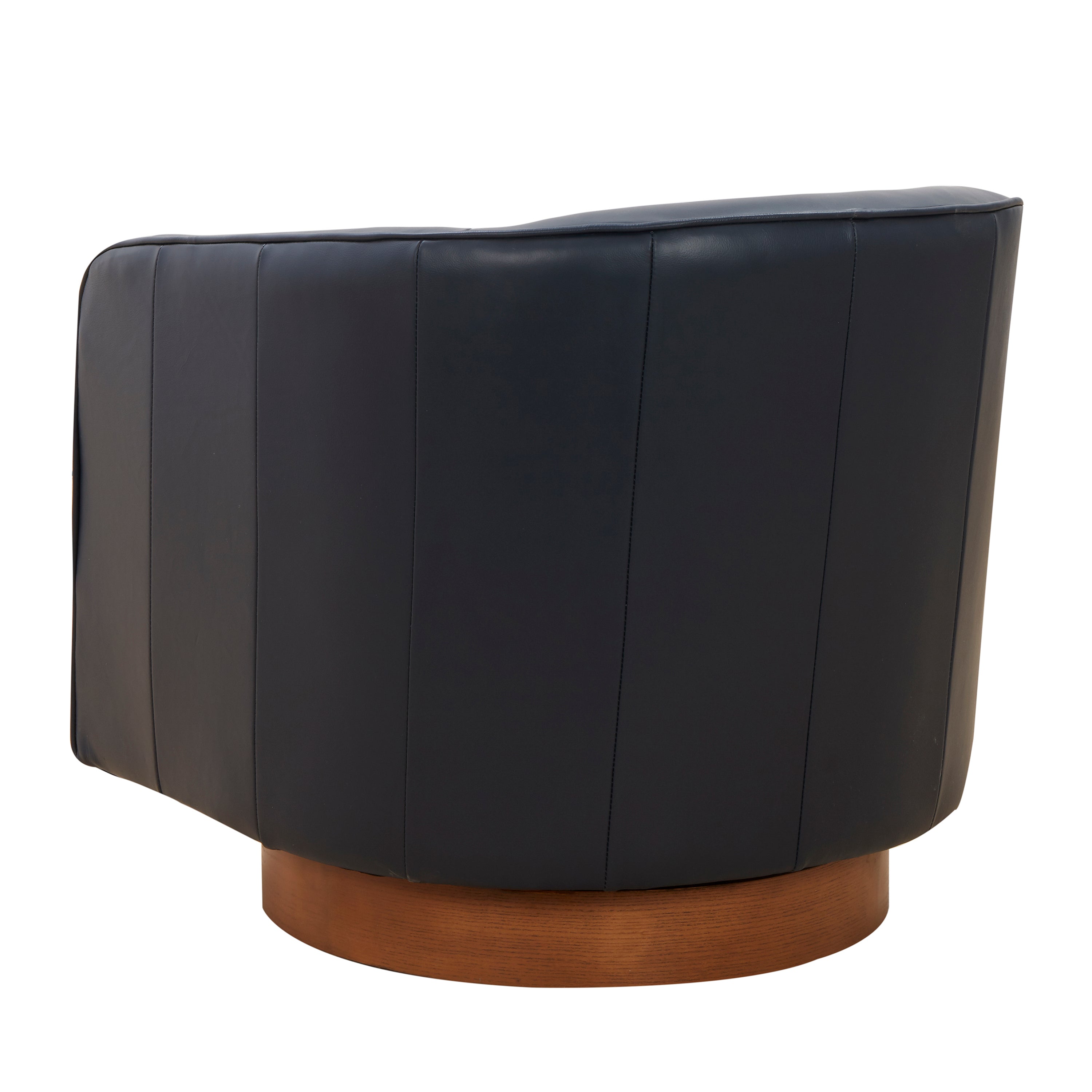 Maisy Dark Navy Top Grain Leather Swivel Accent Chair - MidinMod