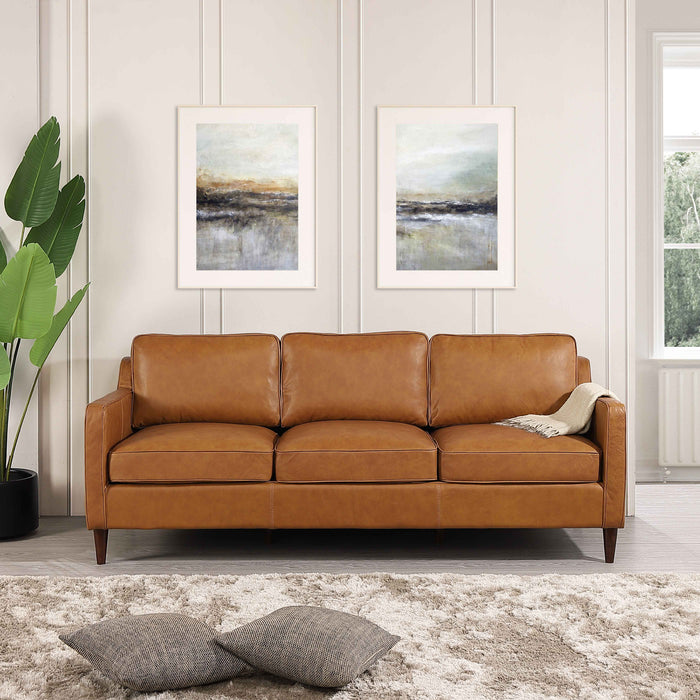 Manhattan Mid Century Modern Leather Sofa