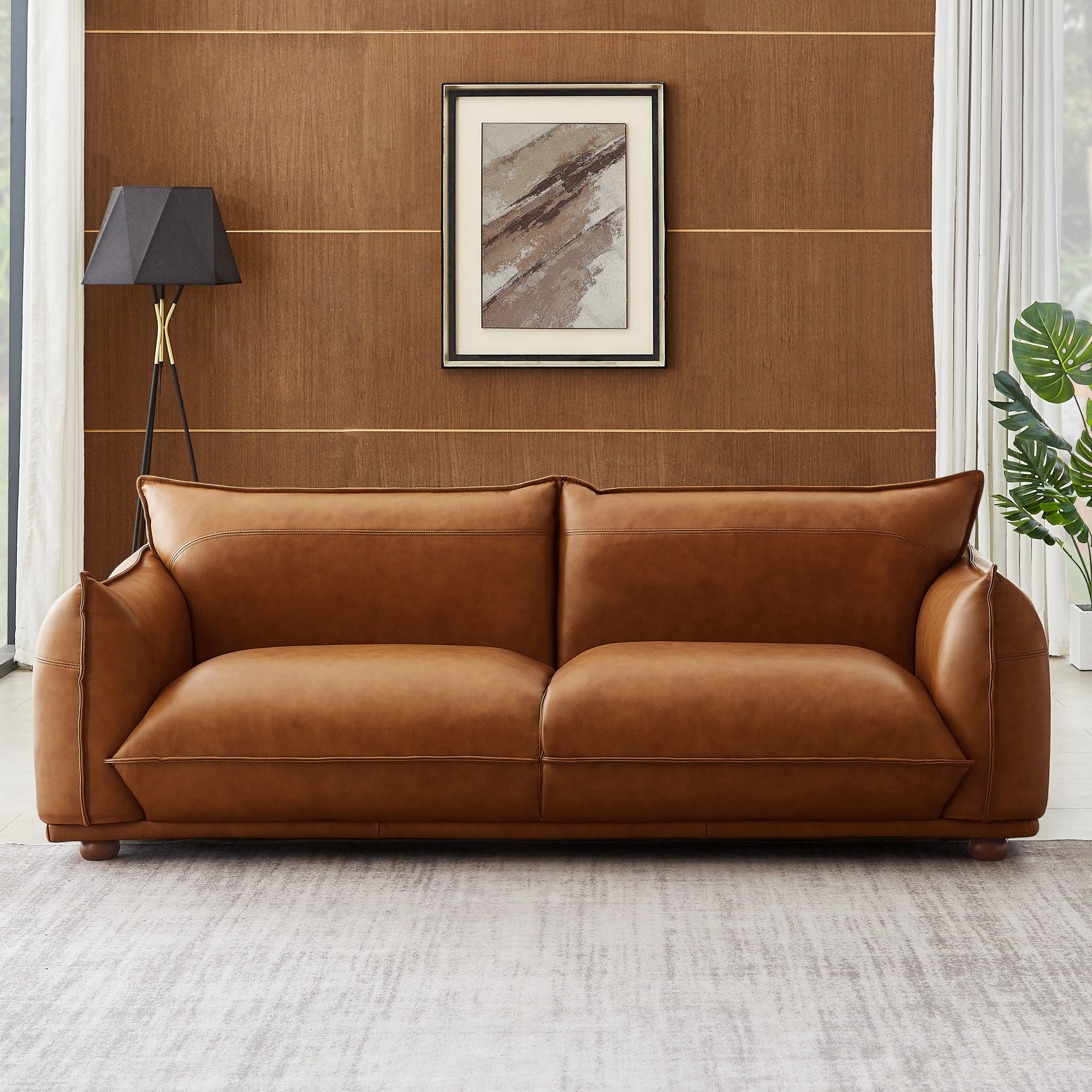 Mansfield Cognac Leather Sofa - MidinMod