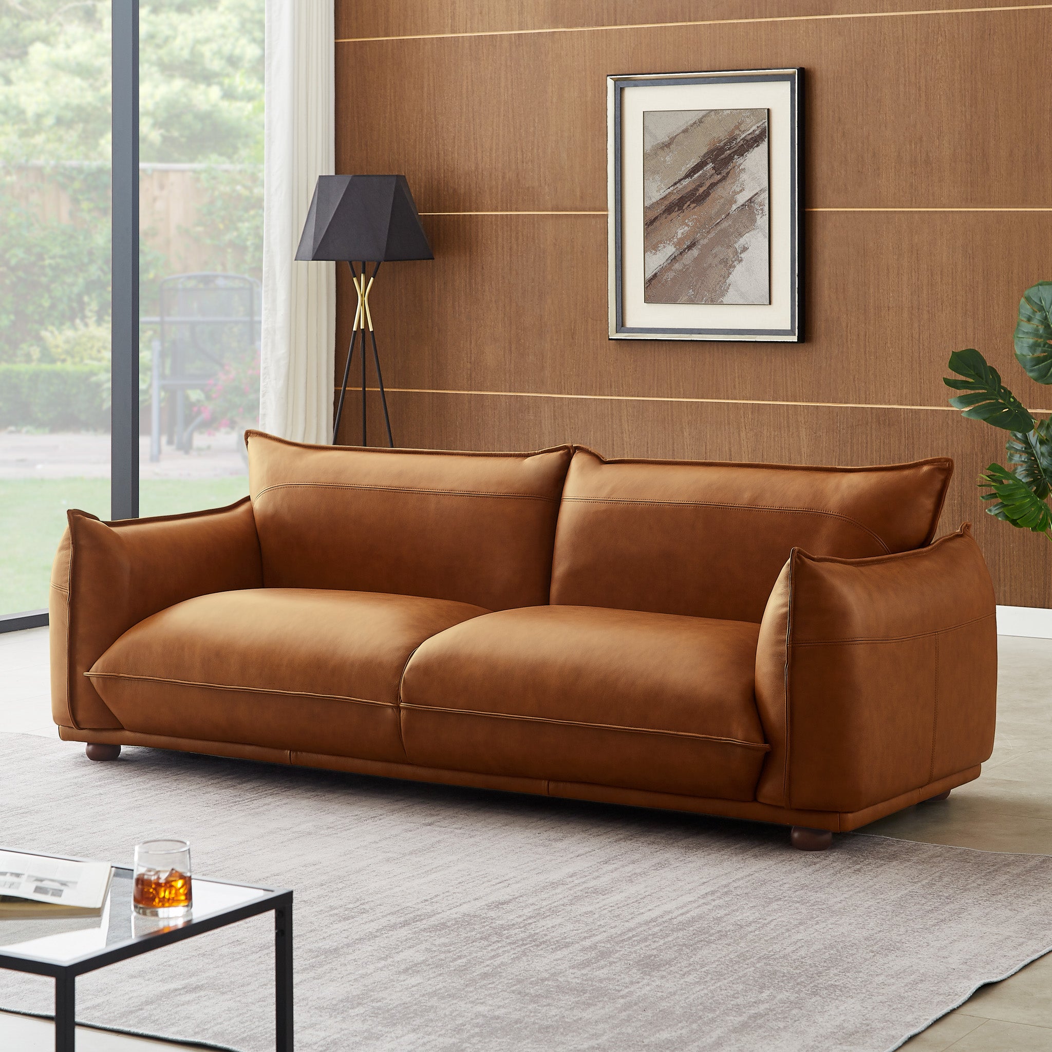 Mansfield Cognac Leather Sofa - MidinMod